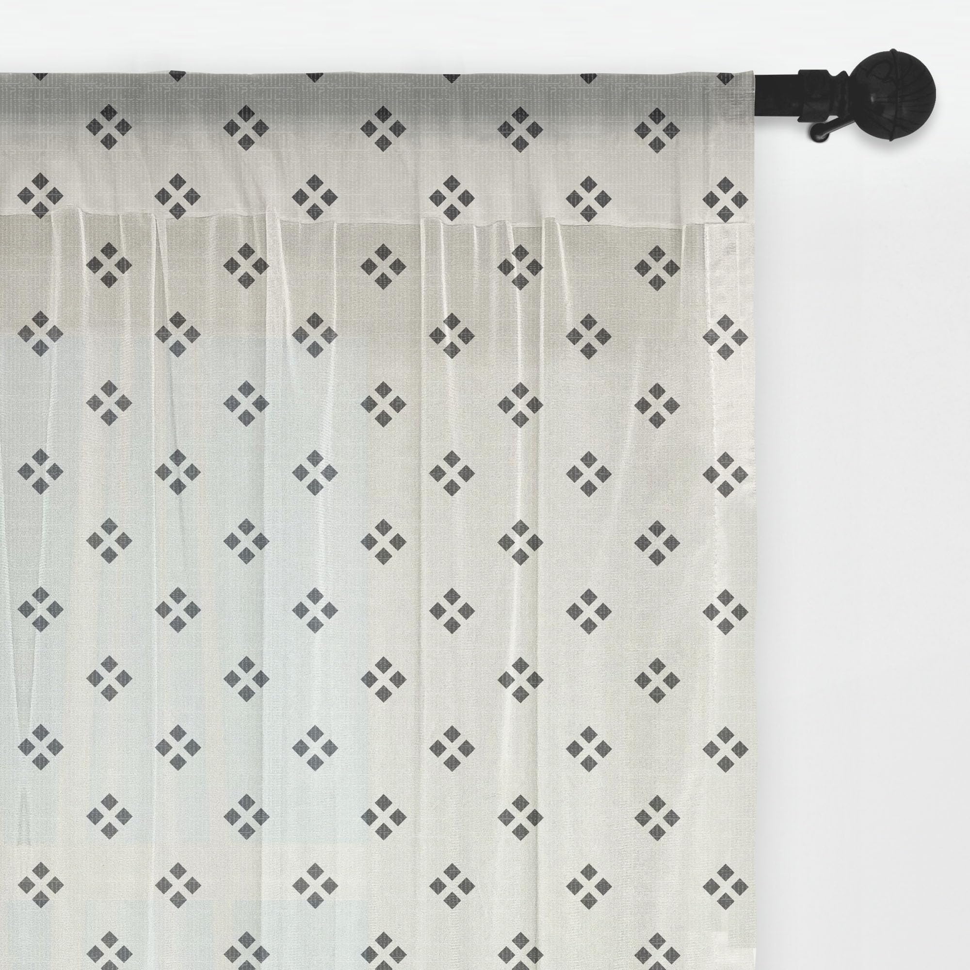 Ambesonne Geometric Tulle Curtains with Rod Pocket - Modern Black & White Dot Print Sheer Drapes (108