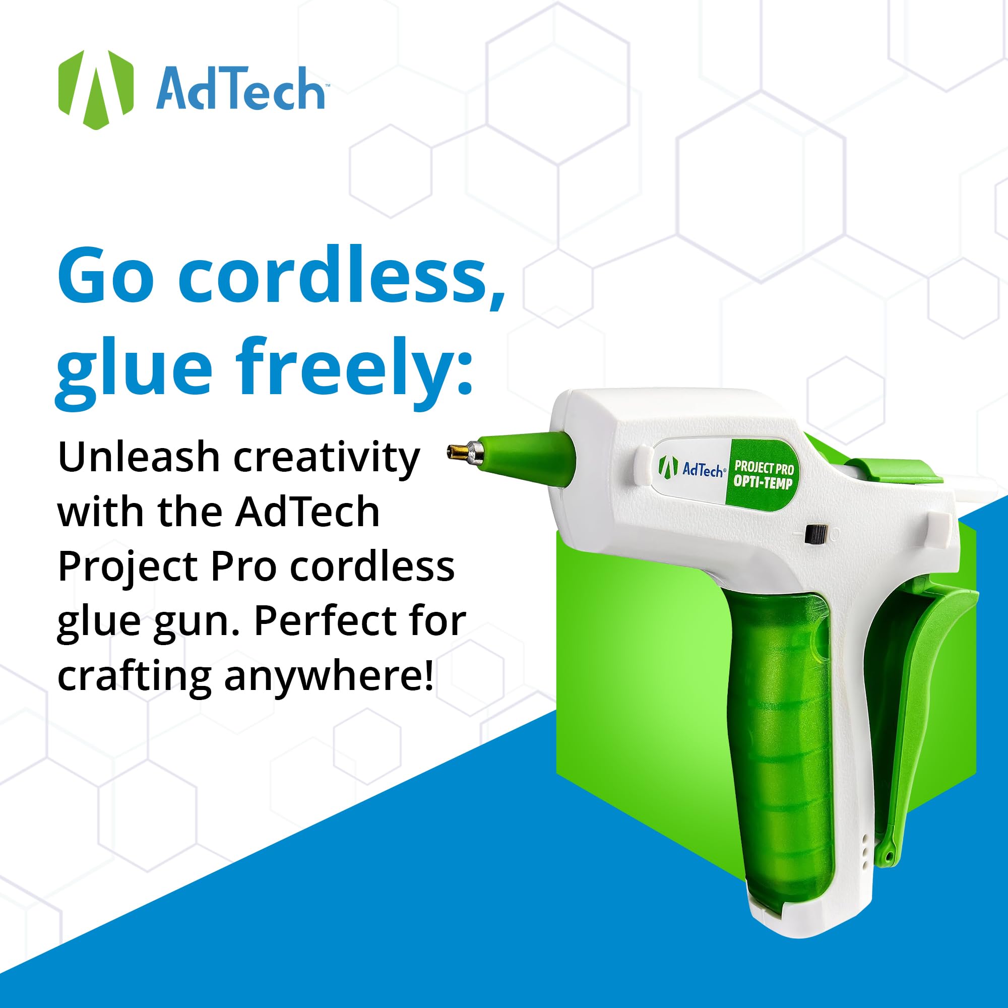 AdTech Project Pro Rechargeable Cordless Hot Glue Gun - Mini USB Glue Gun Kit with 10 Glue Sticks for DIY Crafts, Home Repairs & Art Projects | Fast Heating & Precision Nozzle | Perfect for Scrapbooking, Woodworking & School Projects