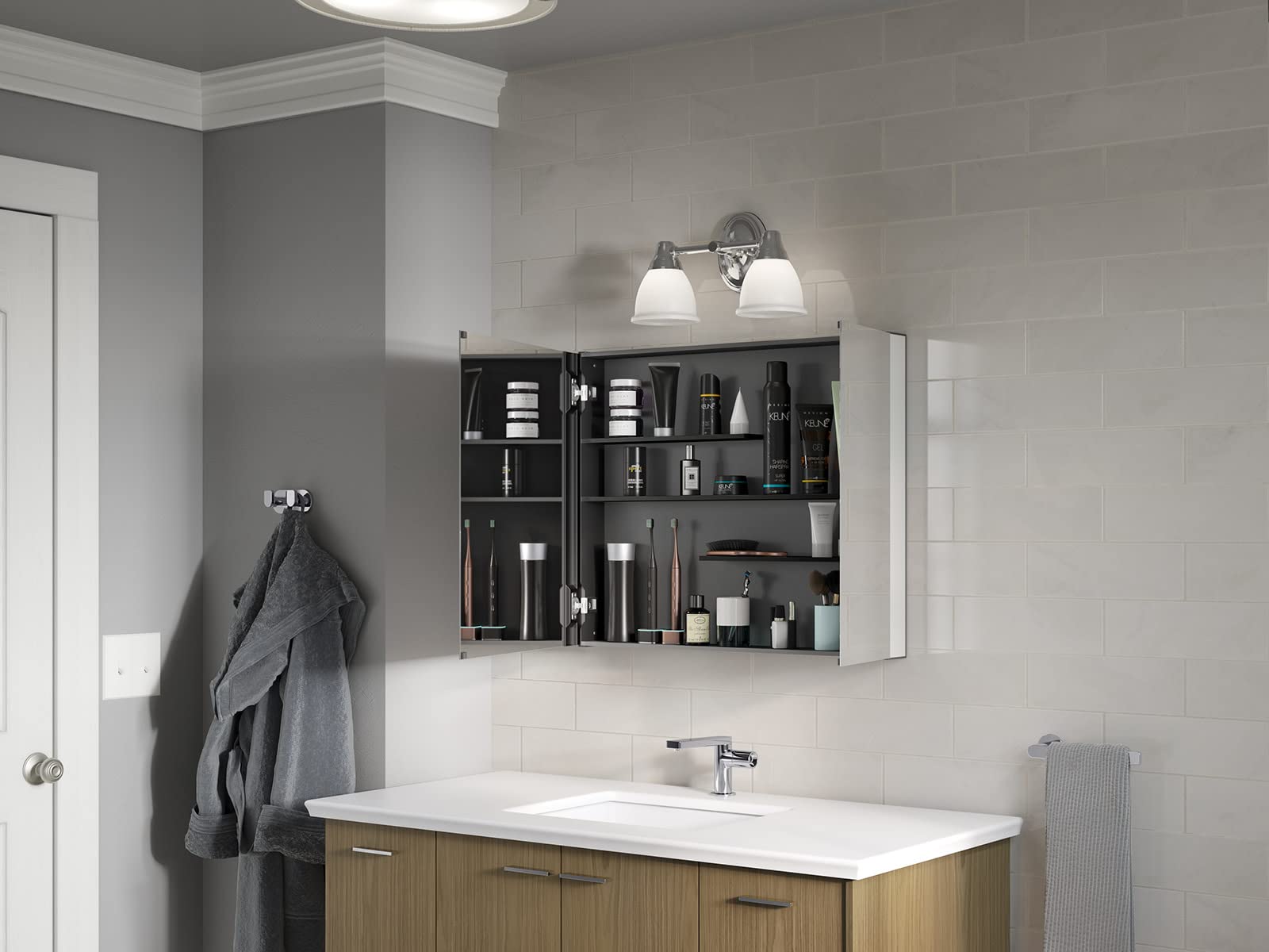 Kohler Medicine Cabinet with Slow-Close Mirrored Door - Recessed or Surface Mount Bathroom Storage for Toiletries & Essentials | Perfect for Modern Bathrooms & Vanities