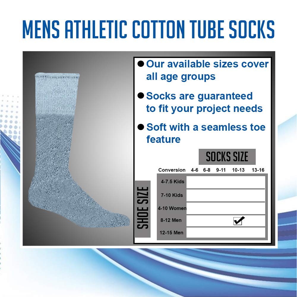 Yacht & Smith 28 Inch Men's Long Cotton Tube Socks - Bulk Wholesale (Size 10-13) for Running, Basketball & Outdoor Sports