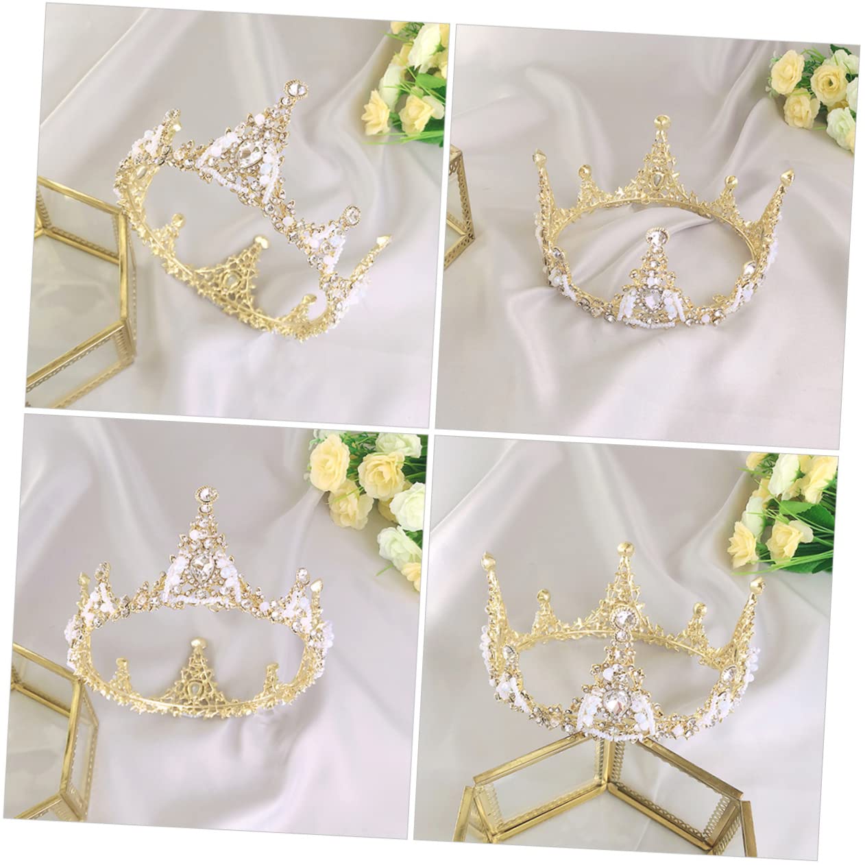 2 Pcs Princess Crown Tiara Set for Kids - Rhinestone Bridal Headpiece, Goddess Headdress & Wedding Party Favors - Alloy Crystal Miss Headband for Birthday, Pageant, Cosplay & Bridal Events