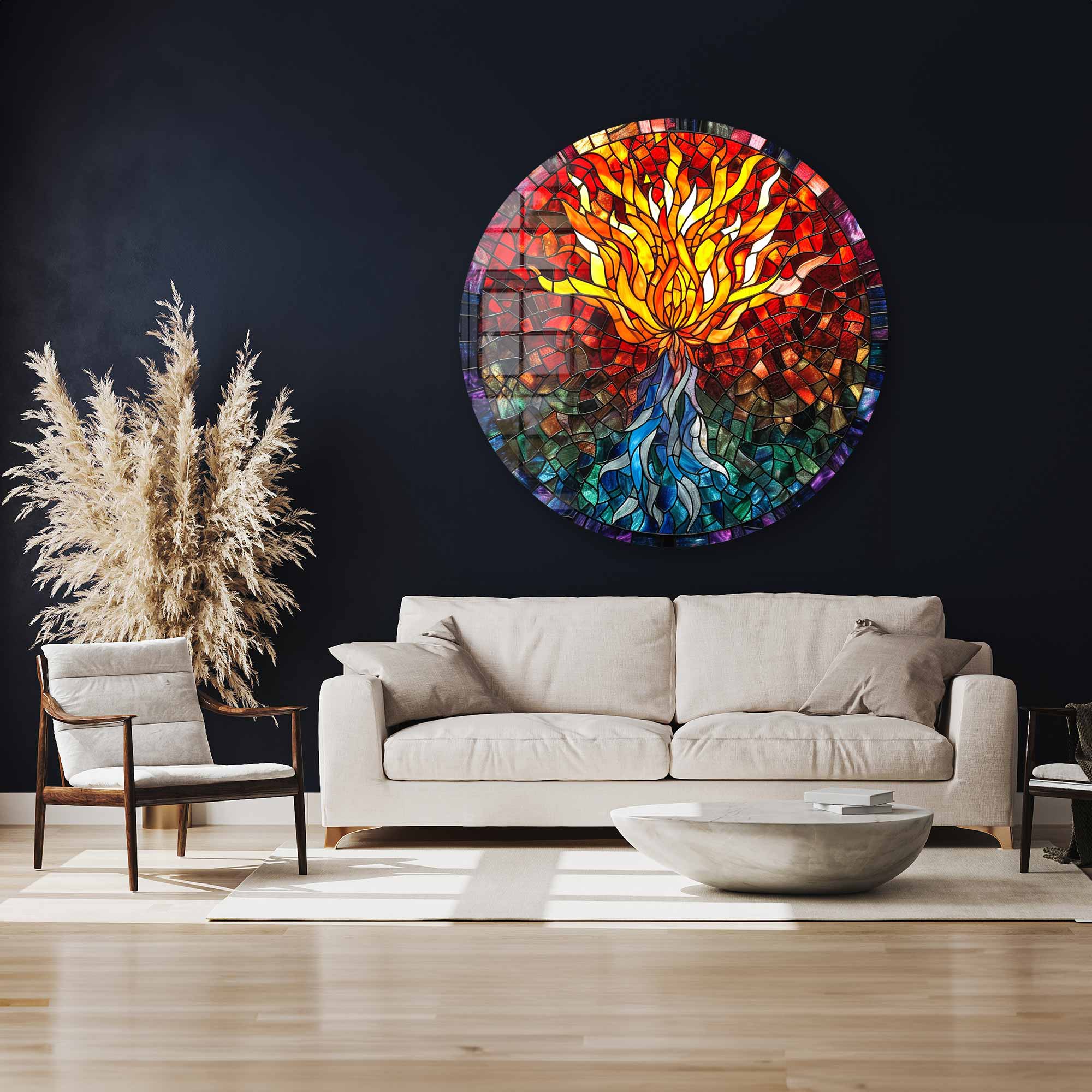 Tree of Life II Rounded Glass Wall Art - Elegant Home Decor for Living Room, Bedroom & Office - Perfect for Gifts & Interior Design