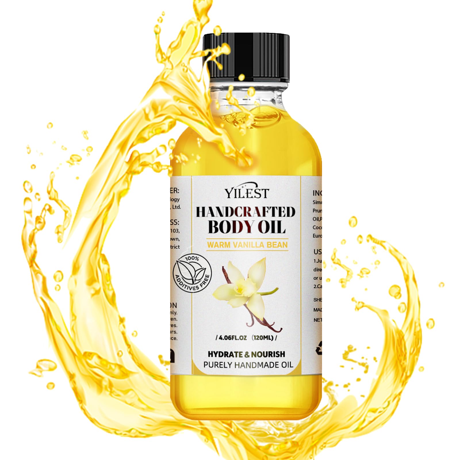 Organic Vanilla Body Oil for Dry Skin - Moisturizing & Hydrating Handcrafted Body Oil with Coconut Cream Pie Scent - All-Natural Body Juice Oil for Women & Men - Perfect for Massage, Aromatherapy & Daily Skincare Routine