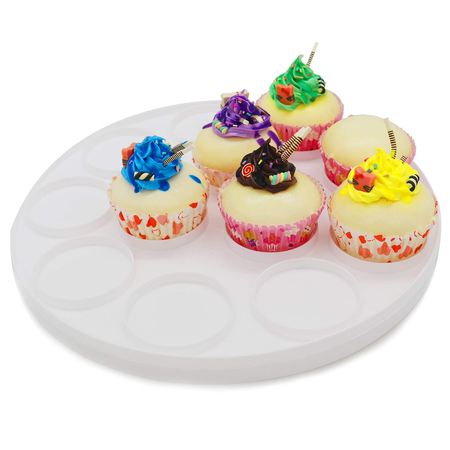 10 Inch Portable 3-in-1 Round Cupcake Carrier with Lid - Egg Tray, Muffin & Cookie Holder - Food Safe BPA-Free Baking Container for Parties, Picnics & Potlucks (Green)