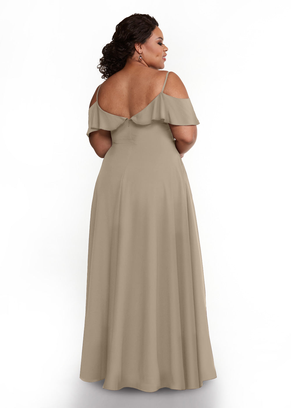 Elegant Off Shoulder Ruffled Chiffon Bridesmaid Dress - A-Line Flowy Design for Weddings, Parties & Special Occasions