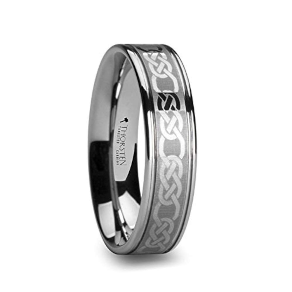 Premium Tungsten Wedding Band for Men - 6mm Comfort Fit Celtic Pattern Laser Engraved Ring | Durable & Scratch-Resistant | Perfect for Anniversary, Engagement & Everyday Wear