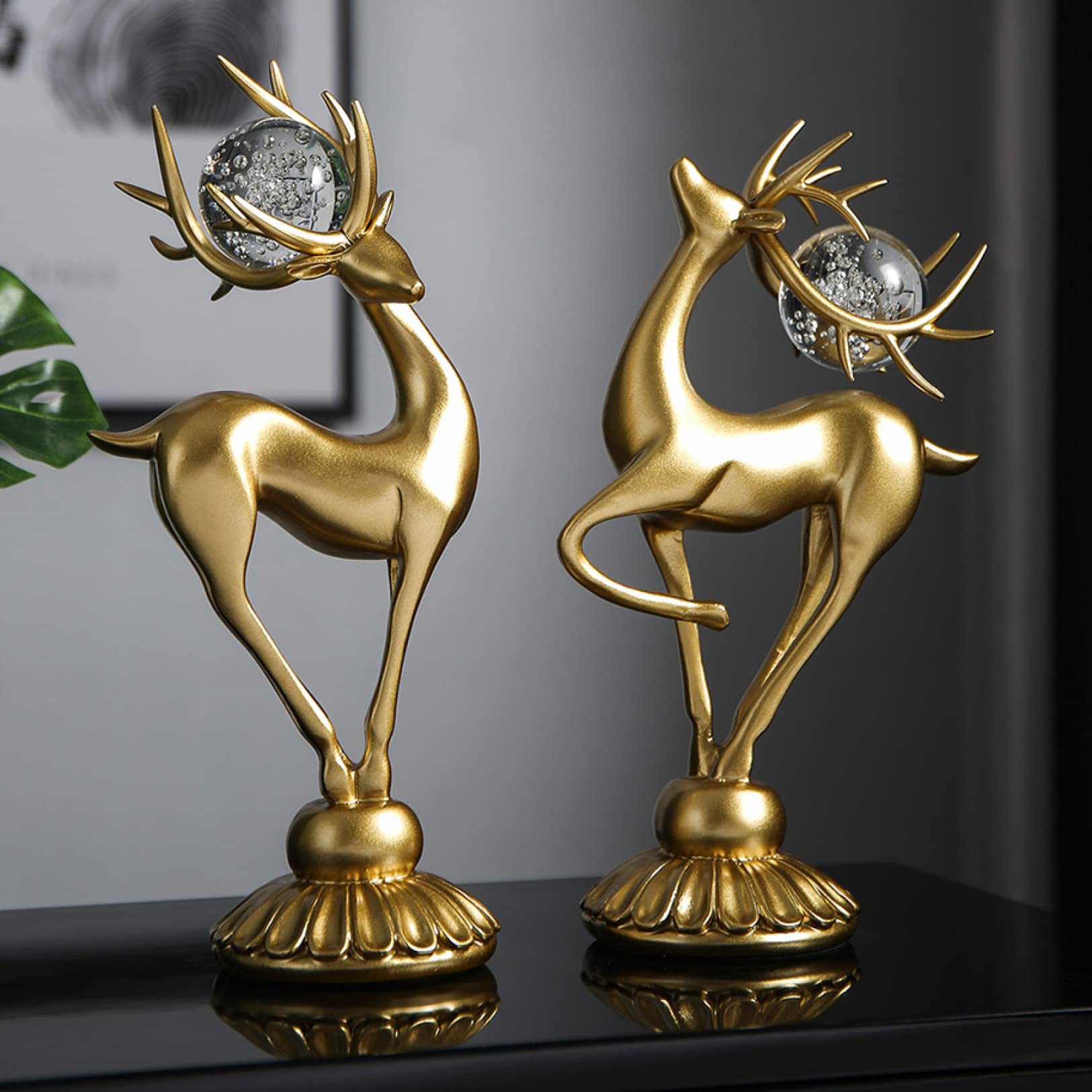 KKONION Resin Deer Statue - Nordic Style Home Decor Animal Figurine for Interior, Tabletop, Office & Living Room - Perfect for Farmhouse, Rustic & Modern Decor Styles