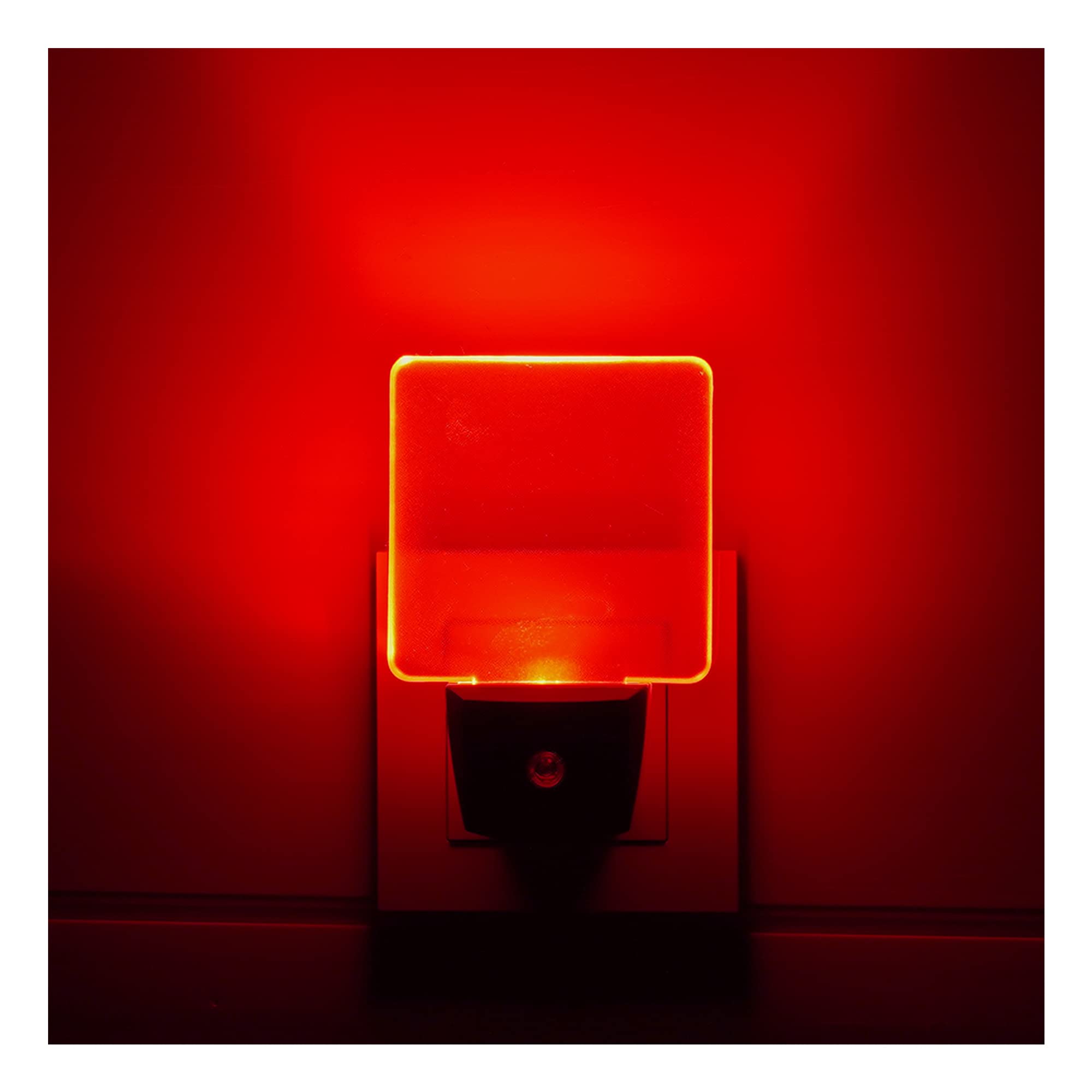 Greenic Red LED Night Light 2 Pack - Auto On/Off Plug in Night Light with Dusk to Dawn Sensor | Perfect for Bedroom, Nursery, Hallway & Bathroom Safety Lighting
