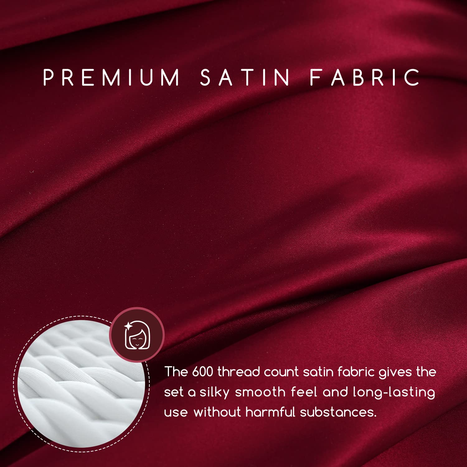 MR&HM Satin Queen Size Bed Sheets Set - 6 Piece Silky Soft Bedding with 15