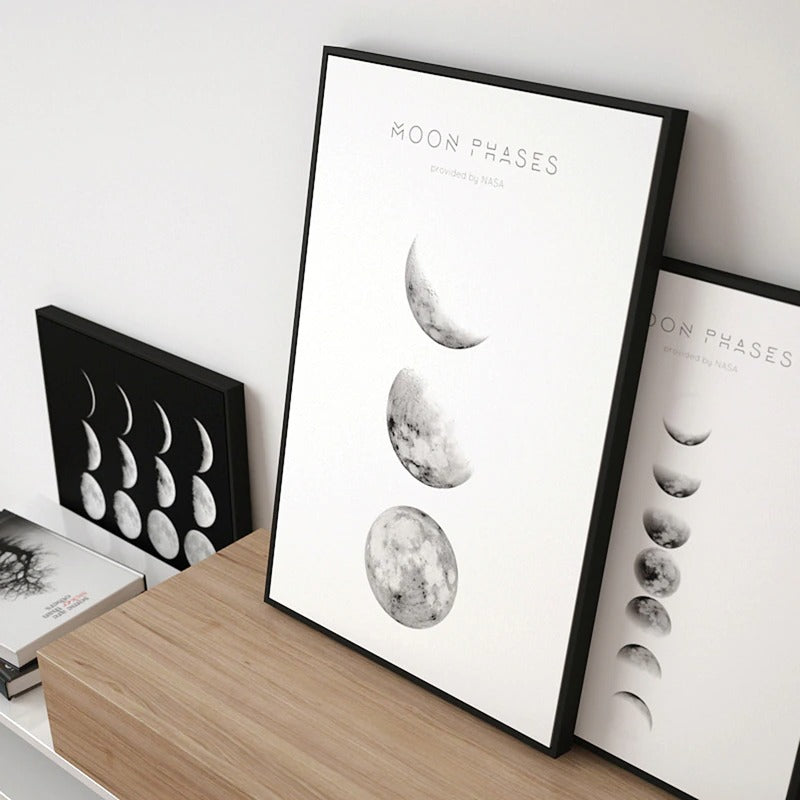 Moon Phases Canvas Posters - Lunar Cycle Wall Art Decor for Home, Office & Classroom - Perfect for Astronomy Lovers & Space Themed Rooms