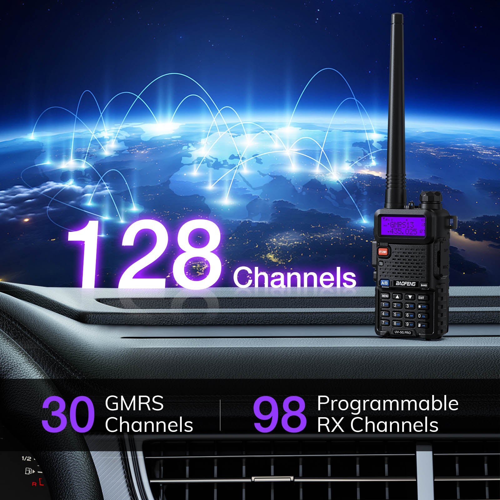 Baofeng UV-5G Pro Two-Way Radio - Long Range Walkie Talkie with Dual Band & High Power [Open Box] - Perfect for Outdoor Adventures, Camping, and Emergency Communication