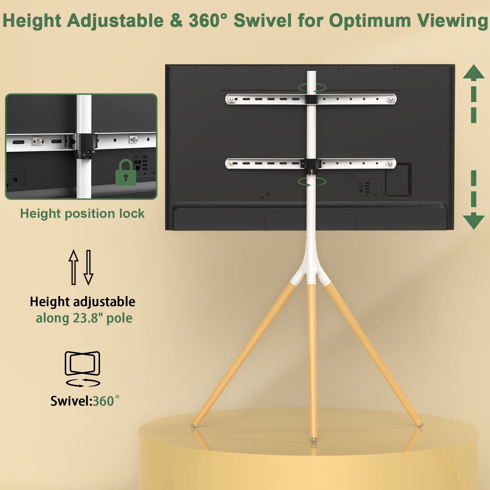 Adjustable Easel TV Stand with Tripod Base for 45-65