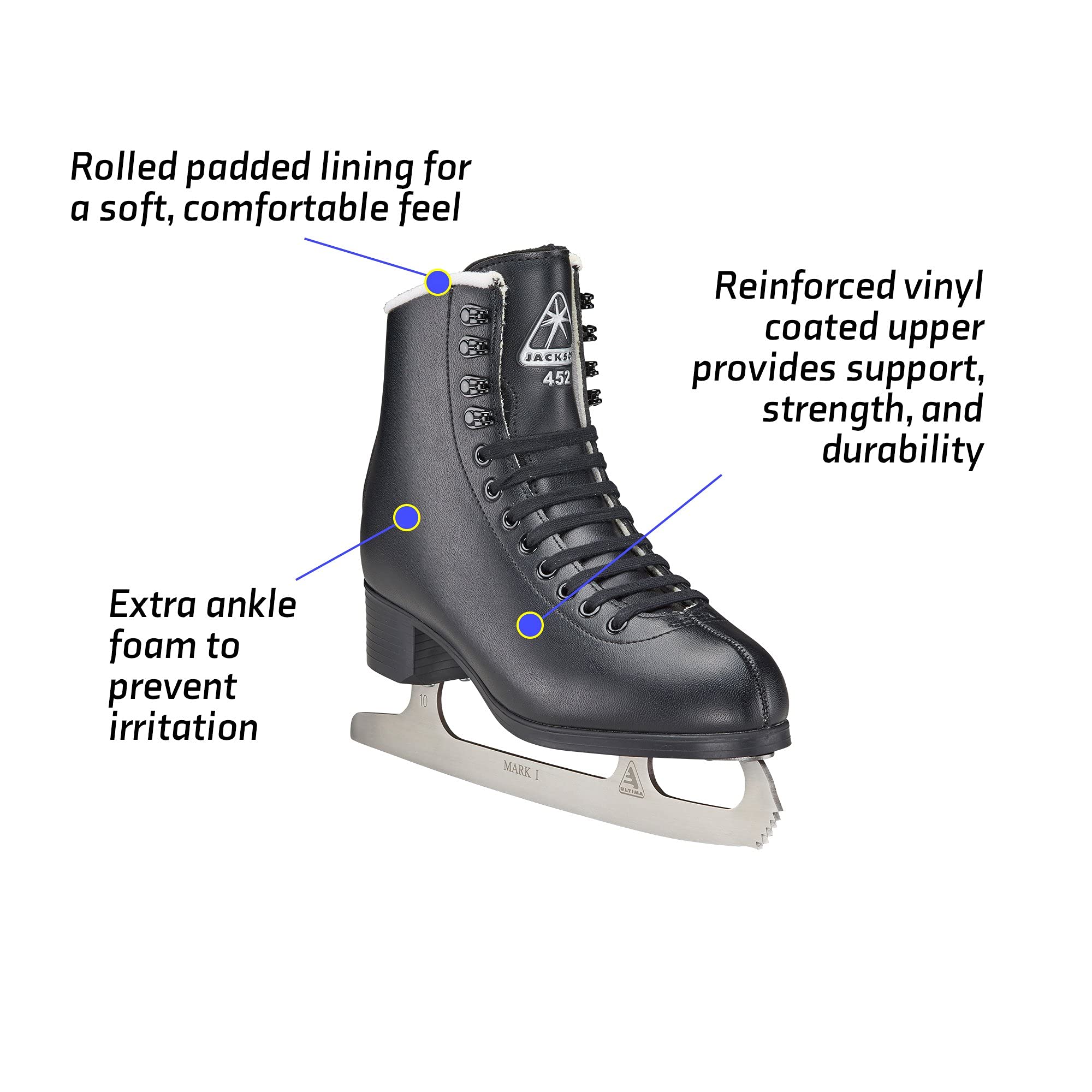 Jackson Ultima Finesse Men's & Boys' Figure Skates - Premium Ice Skating Shoes for Performance & Comfort - Perfect for Competitive Skating & Ice Rink Practice