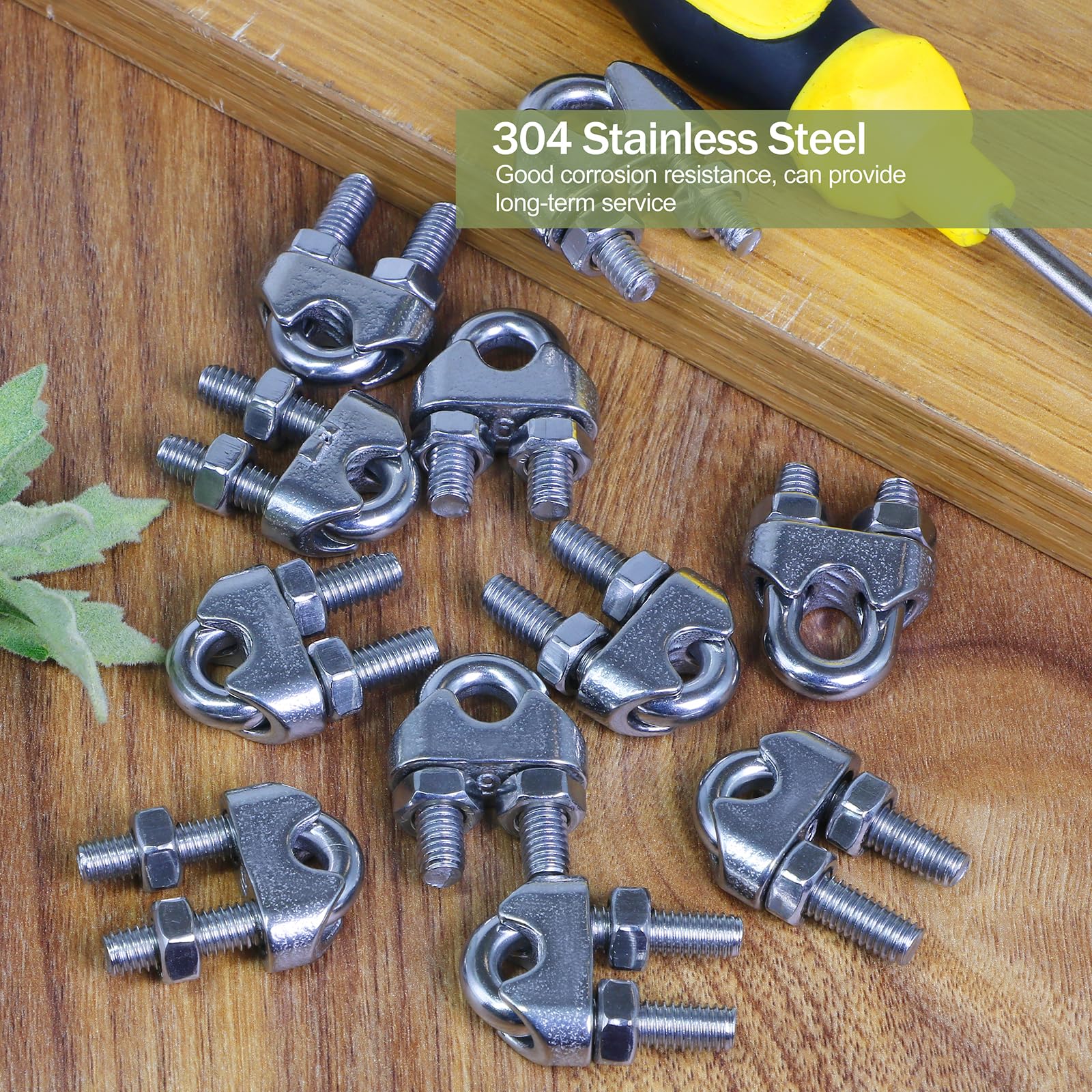4PCS M6 Stainless Steel Wire Rope Clamps 1/4 Inch Cable Clips - Heavy Duty for Marine, Construction, and DIY Projects
