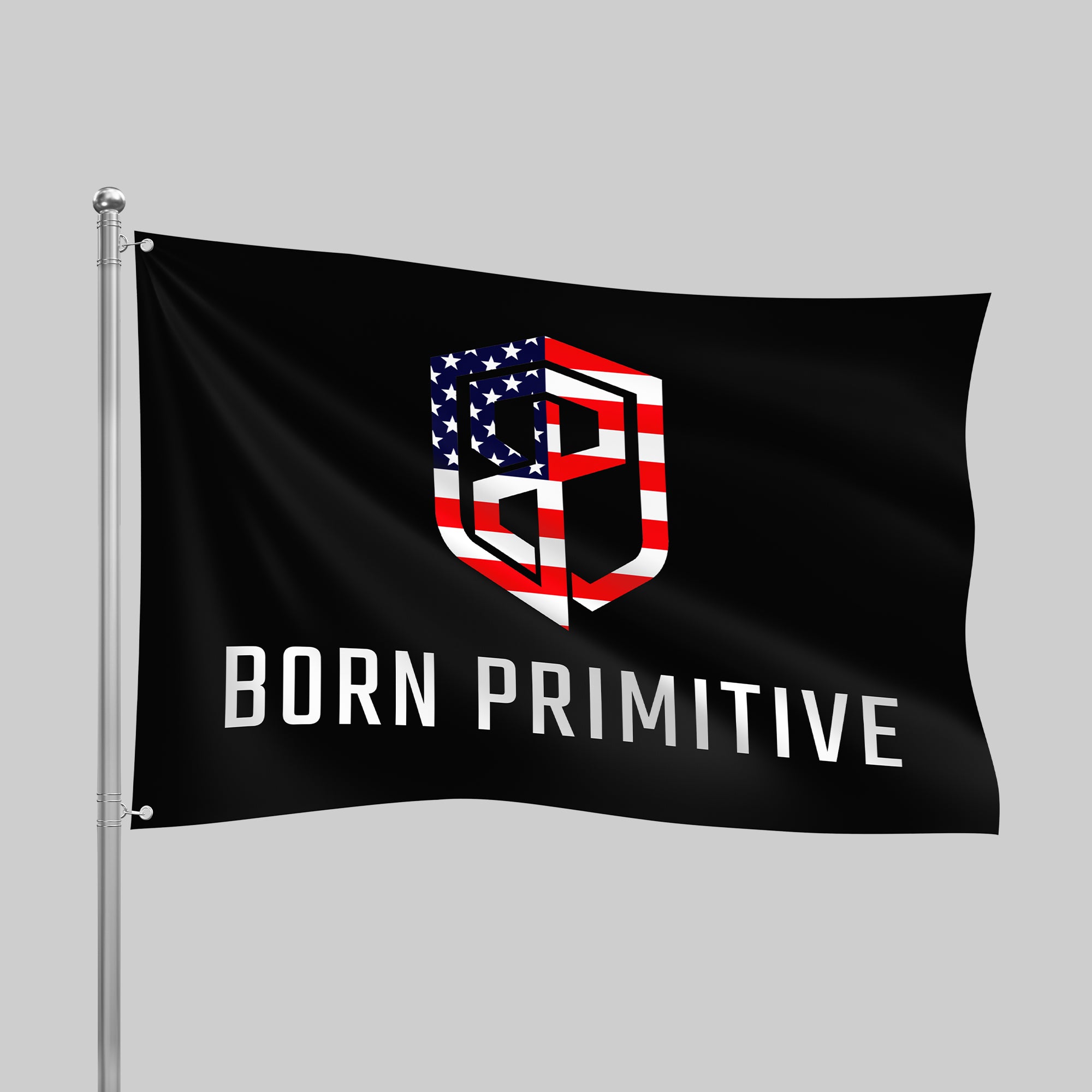 Born Primitive Gym Flag - High-Quality American-Made Fitness Banner for CrossFit, Home & Garage Gym Decor | USA Flag Design