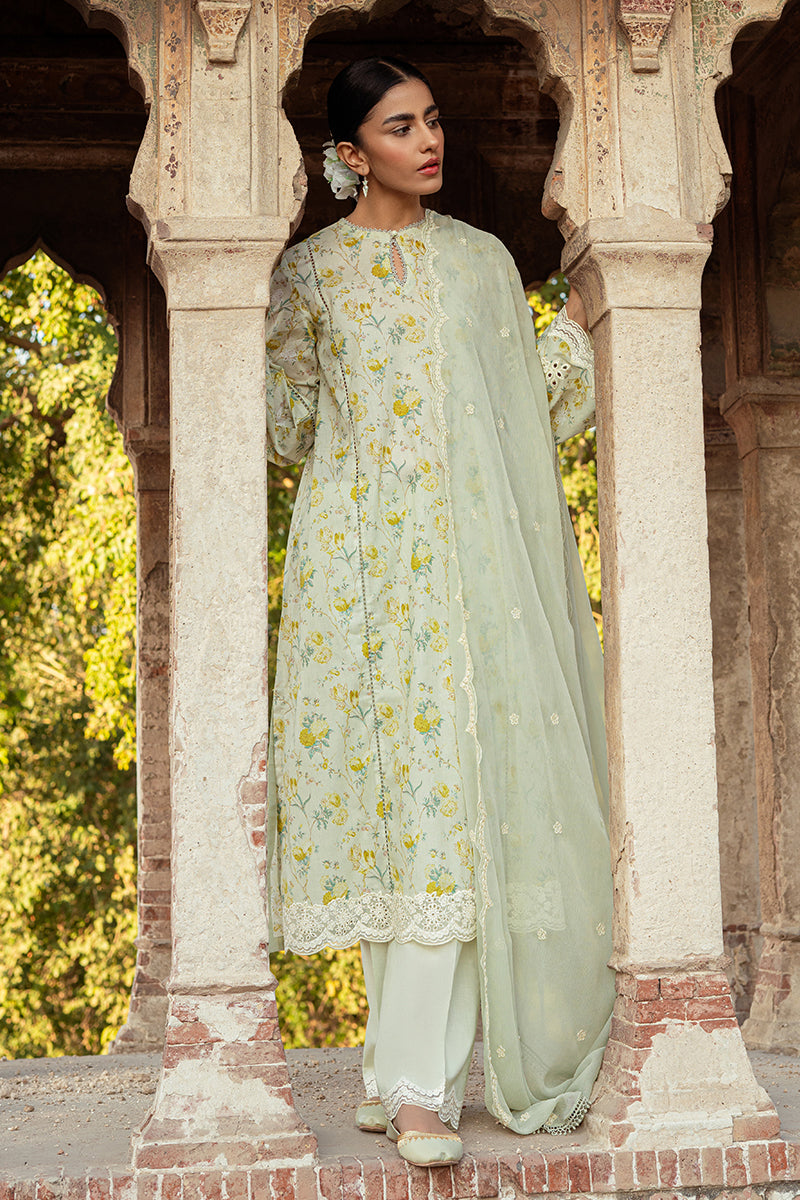Lime Primrose 3-Piece Lawn Printed Suit for Women - Floral Summer Outfit - Perfect for Casual Wear, Parties & Weddings