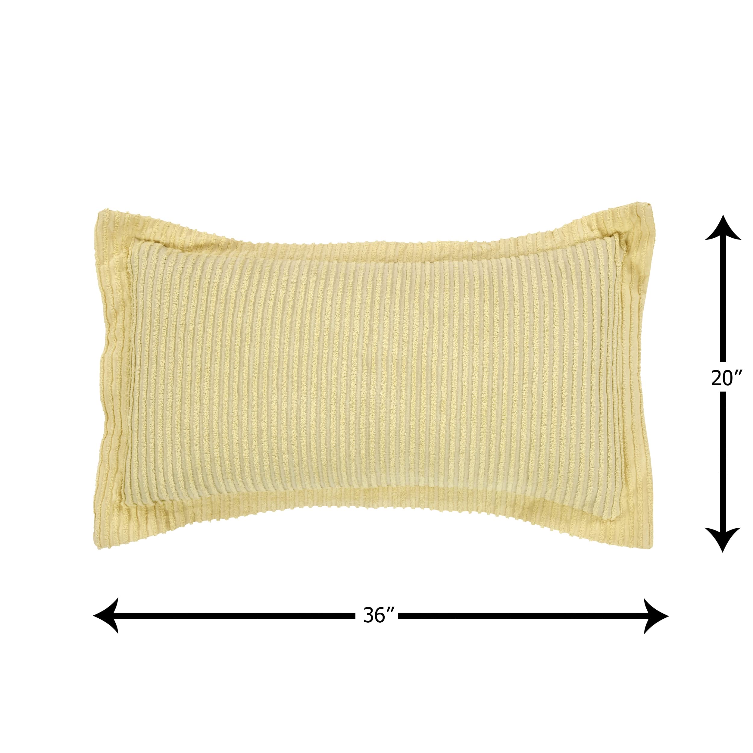Better Trends Yellow King Bedspread Set - 100% Cotton Tufted Classic Stripe Coverlet | Soft & Cozy All-Season Bedding | Machine Washable 3-Piece Set - Jullian Collection | Perfect for Master Bedroom, Guest Room & Dorm Decor