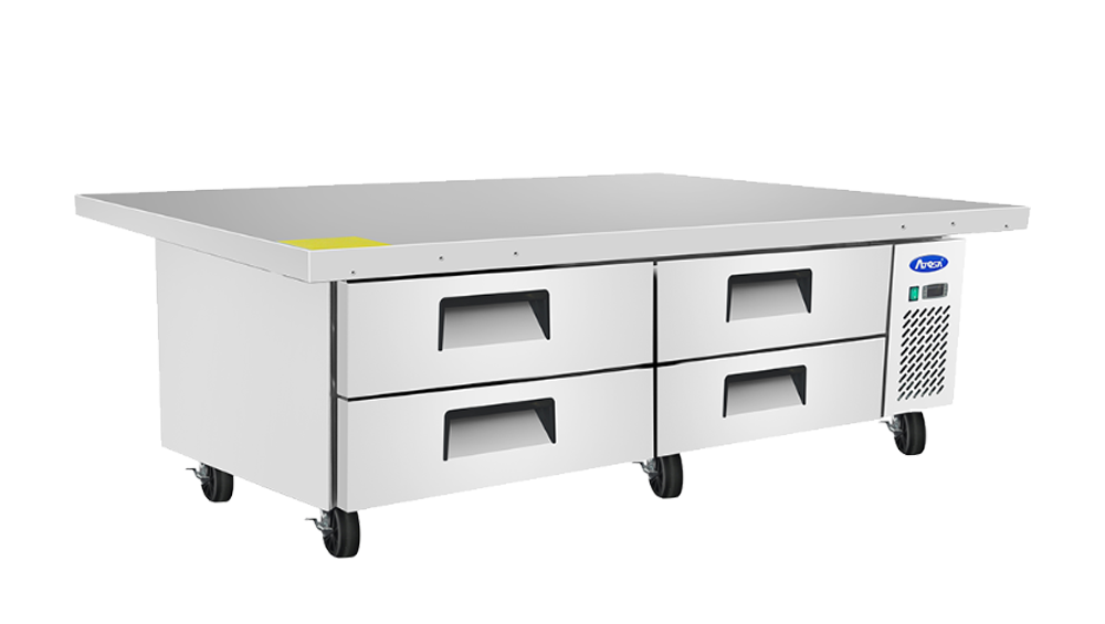 Atosa 76-Inch Commercial Refrigerator with 4 Drawers - Stainless Steel Chef Base for Restaurant Kitchen, Food Storage & Prep Station
