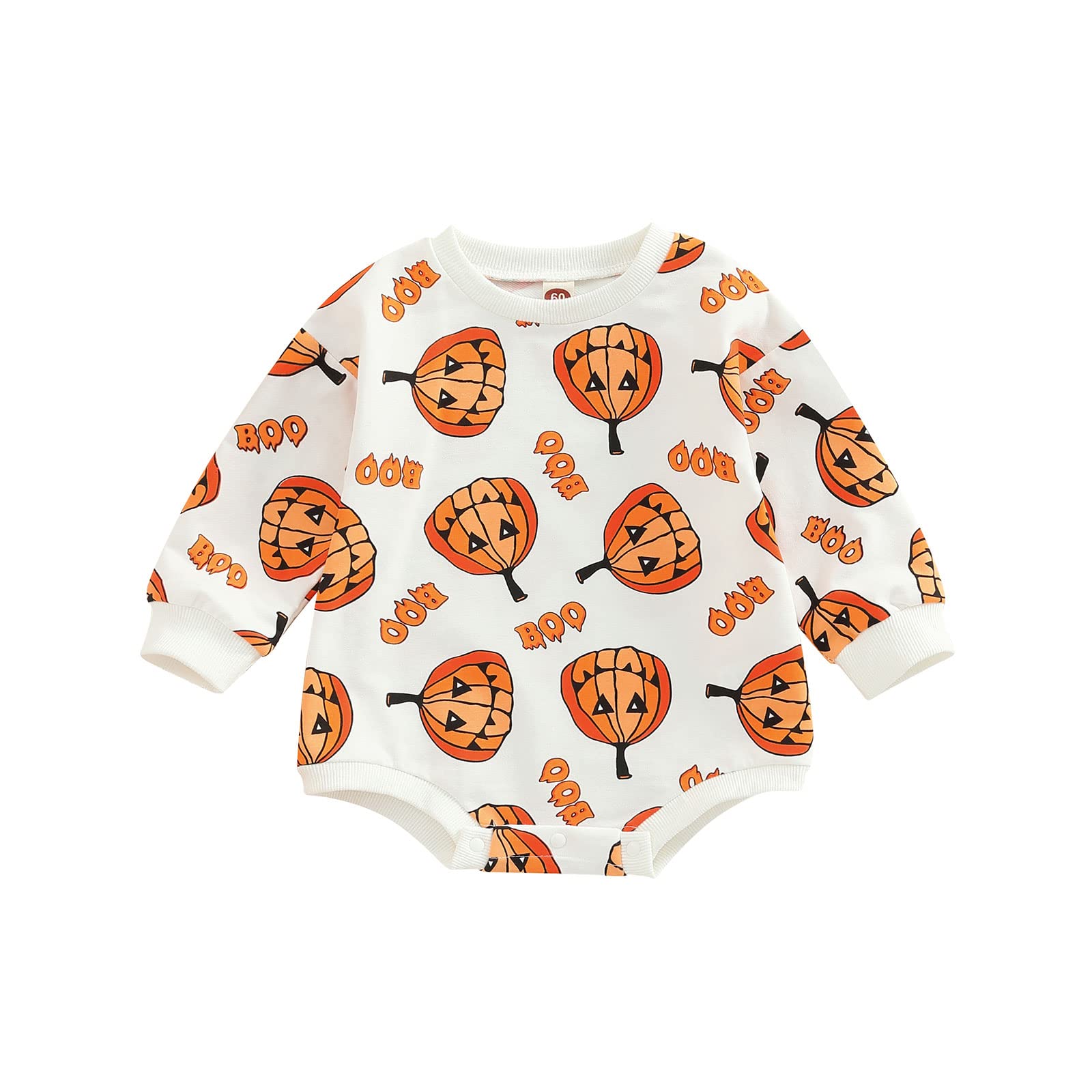 FYBITBO Newborn Baby Halloween Outfit - Pumpkin Oversized Sweatshirt Romper Onesie for Boys & Girls | Cute Cosplay Costume for Halloween Parties, Photo Shoots & Seasonal Celebrations