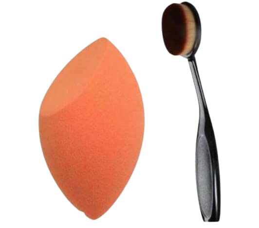 Best Foundation Makeup Brush & Blender Sponge Set - Orange Beauty Blender for Flawless Makeup Application | Perfect for Daily Use, Professional Makeup Artists & On-The-Go Touch-Ups