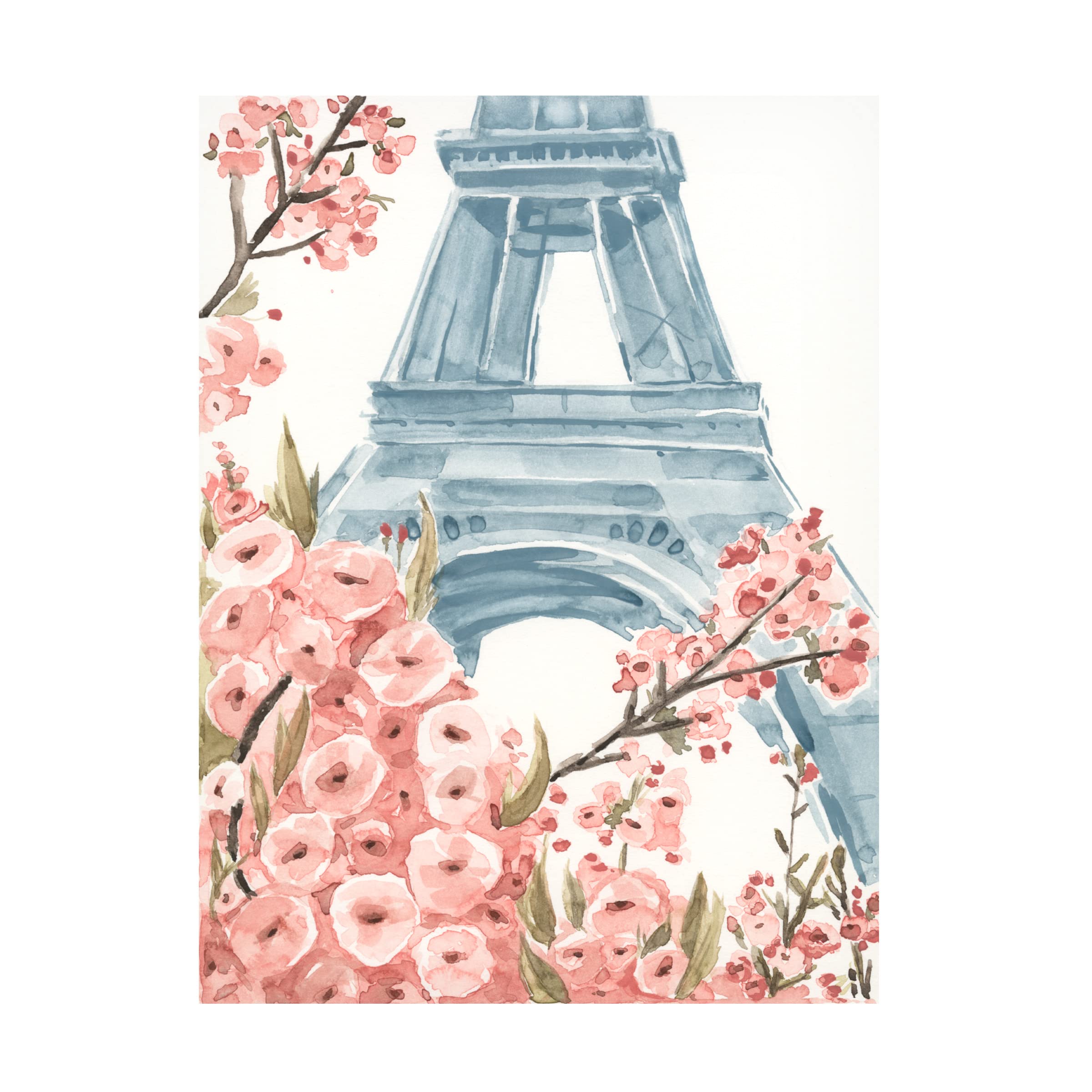 Annie Warren 'Paris Cherry Blossoms I' Canvas Wall Art Print - Floral Home Decor for Living Room, Bedroom & Office