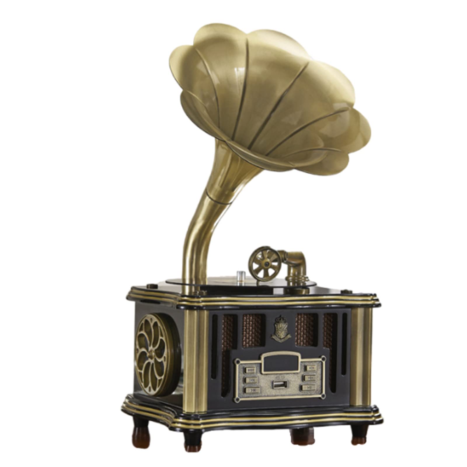 Vintage Bluetooth Record Player with Subwoofer - FM Radio HiFi Phonograph for Vinyl Lovers | Classic Retro Home Decor & Gift for Music Enthusiasts | Perfect for Living Room, Bedroom, and Office Music Setup
