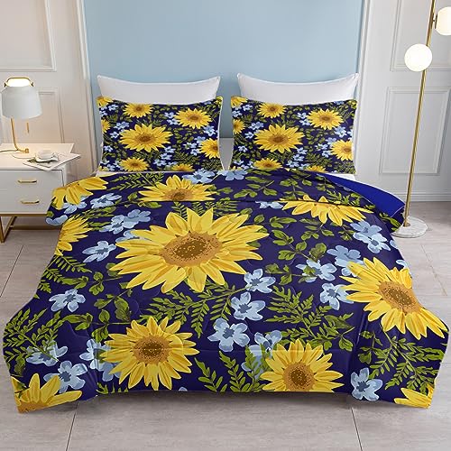 Blue Floral Sunflower