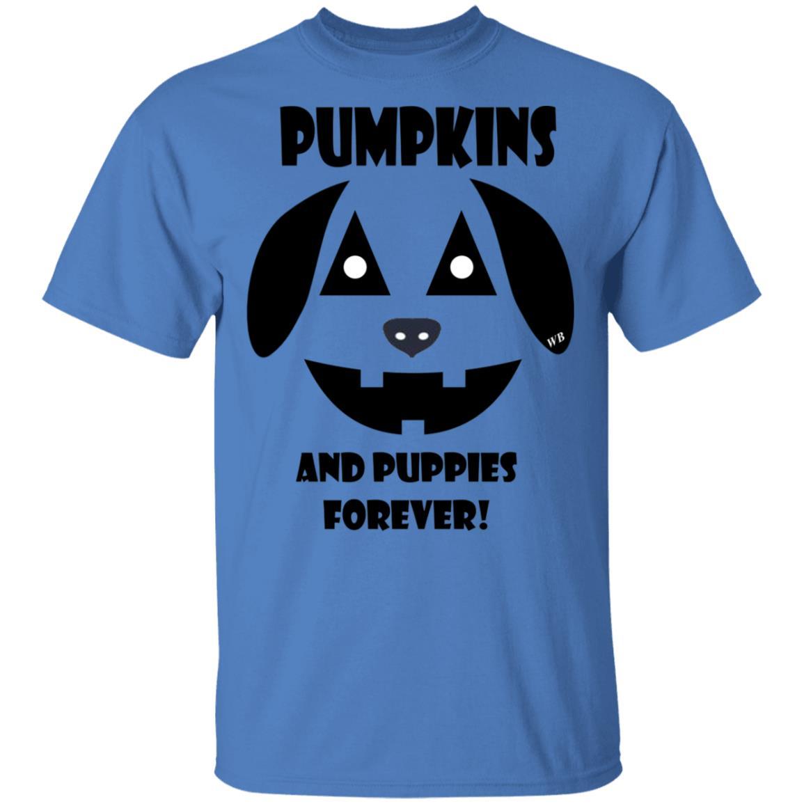 WineyBitches.Co Pumpkins And Puppies Forever Halloween Cotton T-Shirt - Cute Fall Graphic Tee for Women, Halloween Party Outfit, Dog Lover Gift