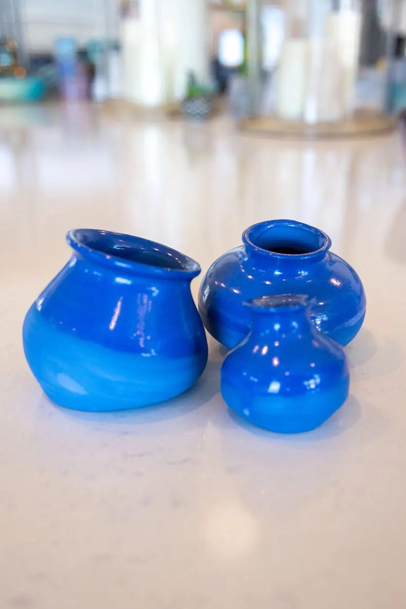 Blue Porcelain Decorative Small Pot Set - Parent & Child Family Theme - Perfect for Home Decor, Gifts, and Nursery Room Accents