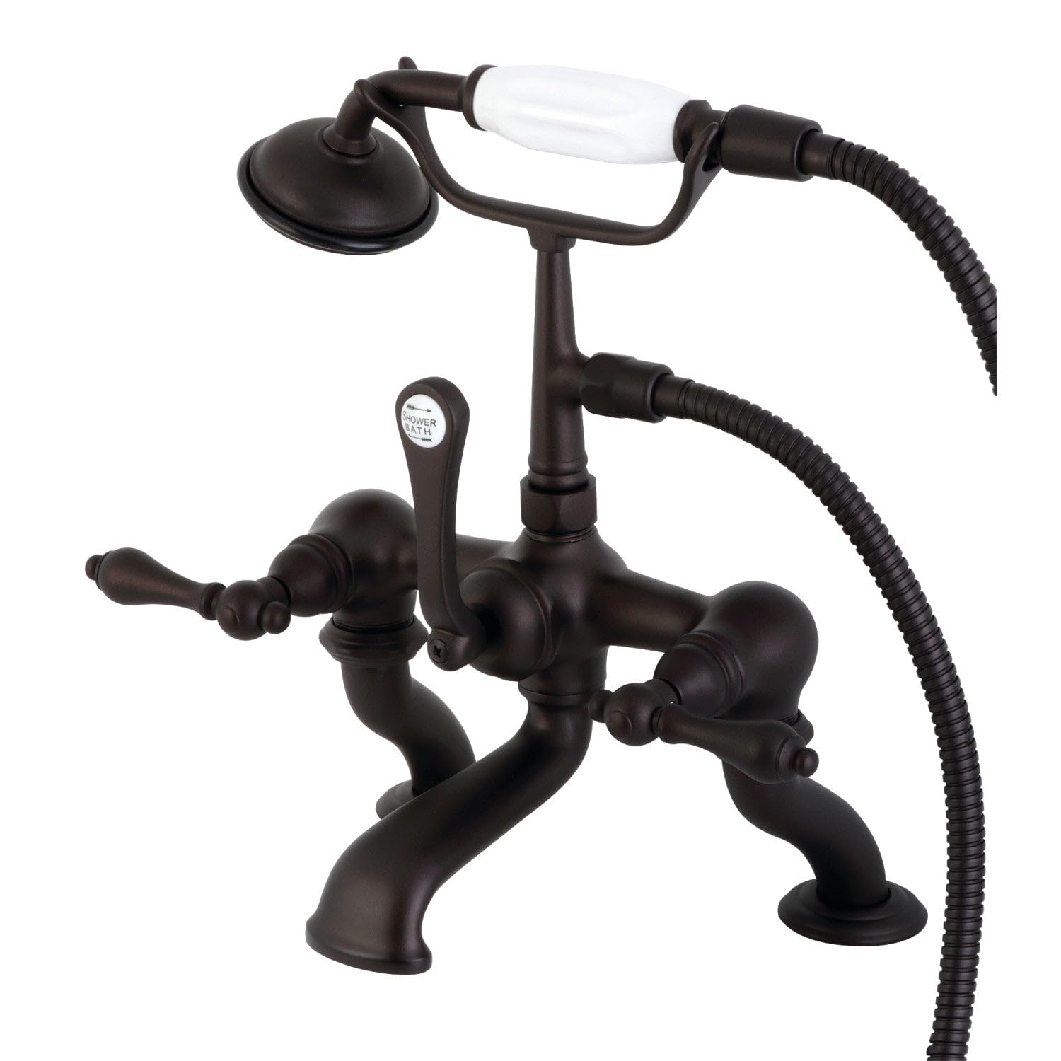 Oil Rubbed Bronze Clawfoot Tub Faucet with Hand Shower - Deck Mount for Hot Springs & Vintage Bathrooms - Perfect for Spa-Like Relaxation and Classic Bathroom Decor
