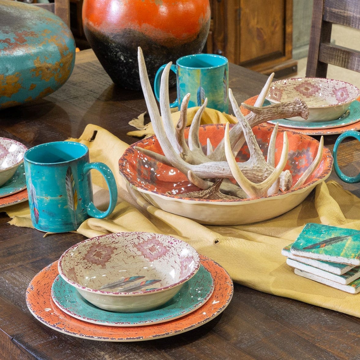 Premium Feather Melamine Dinner Plates Set of 4 - Durable & Lightweight Dishware for Outdoor Picnics, Camping, and Everyday Use
