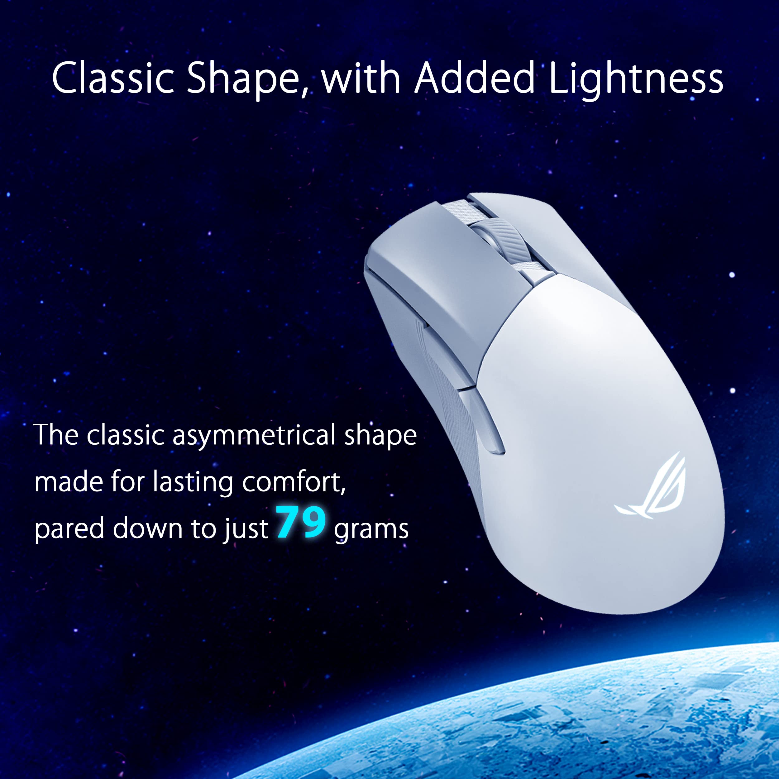 ASUS ROG Gladius III Wireless Gaming Mouse - 36000 DPI Optical Sensor, 6 Programmable Buttons, Hot-Swappable Switches, Paracord Cable (White) - Perfect for FPS, MOBA & Esports Gaming