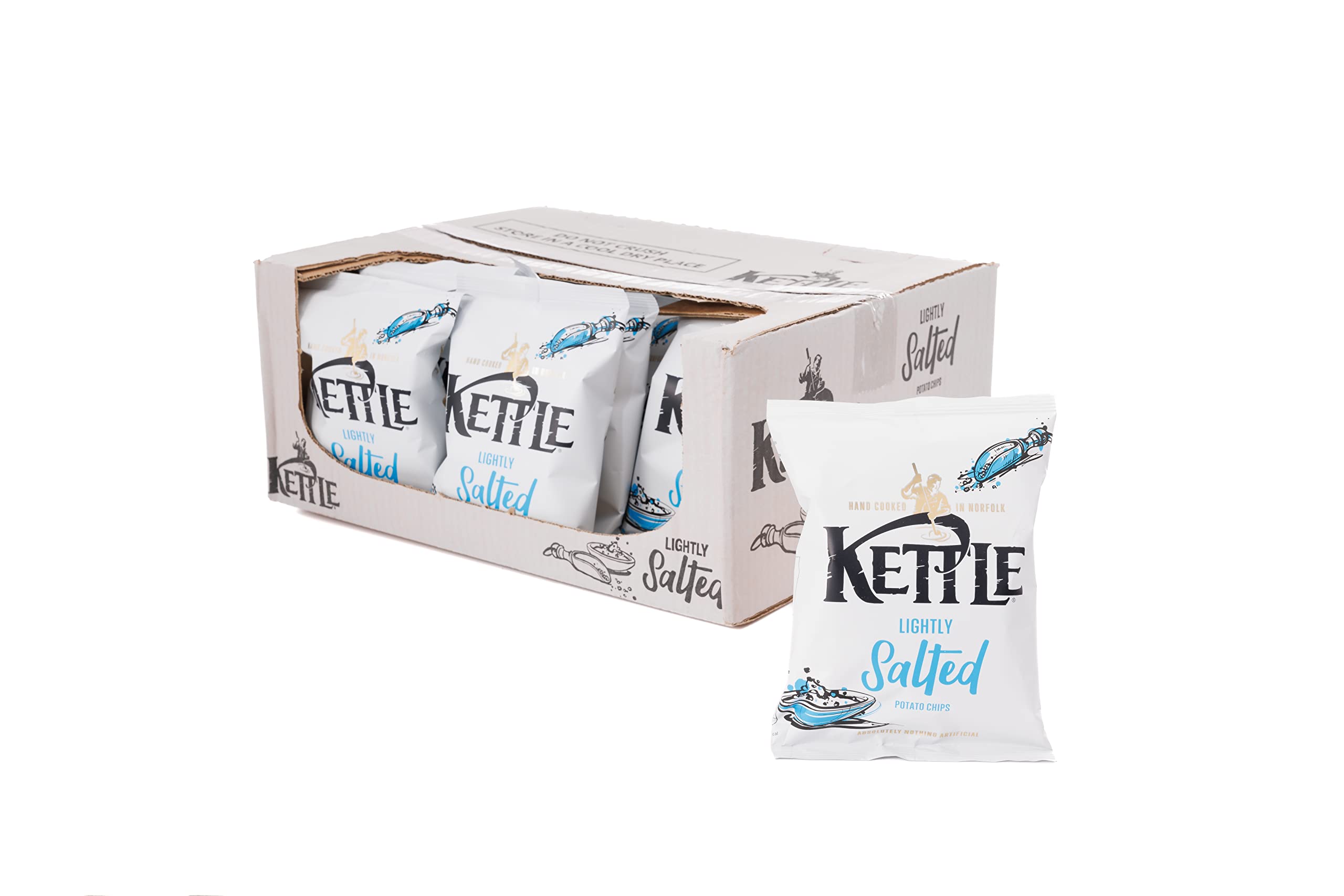 Kettle Chips Lightly Salted 40g (Pack of 18) | Crunchy Potato Snacks for Parties, Picnics & Office Snacking | Gluten-Free & Vegan