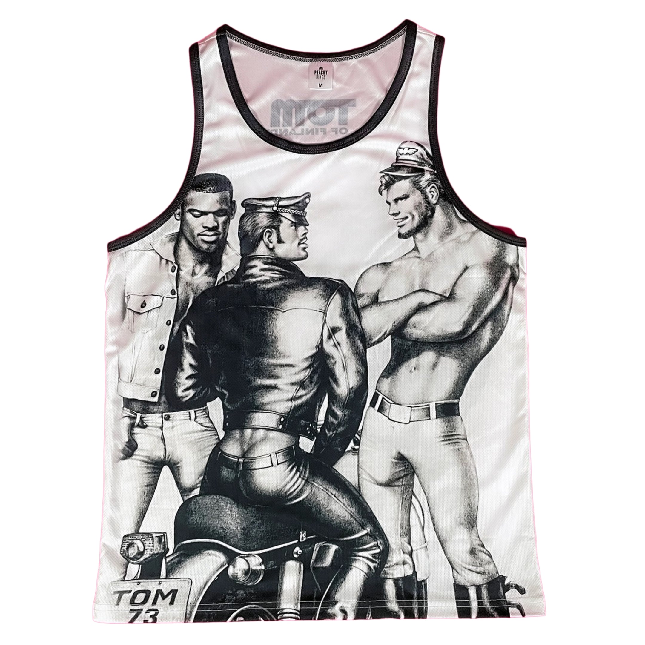 Tom of Finland Tom 73 Men's Mesh Tank Top - White | Breathable Summer Muscle Shirt for Gym, Beach & Casual Wear