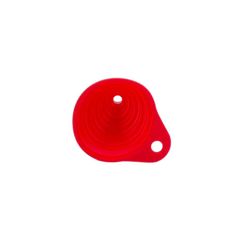 MOTO4U Universal Silicone Collapsible Fuel Funnel - Foldable Oil Funnel for Gas, Diesel, Water & Liquids - Space Saving Design for Car, Motorcycle, Boat & Home Use (Red)
