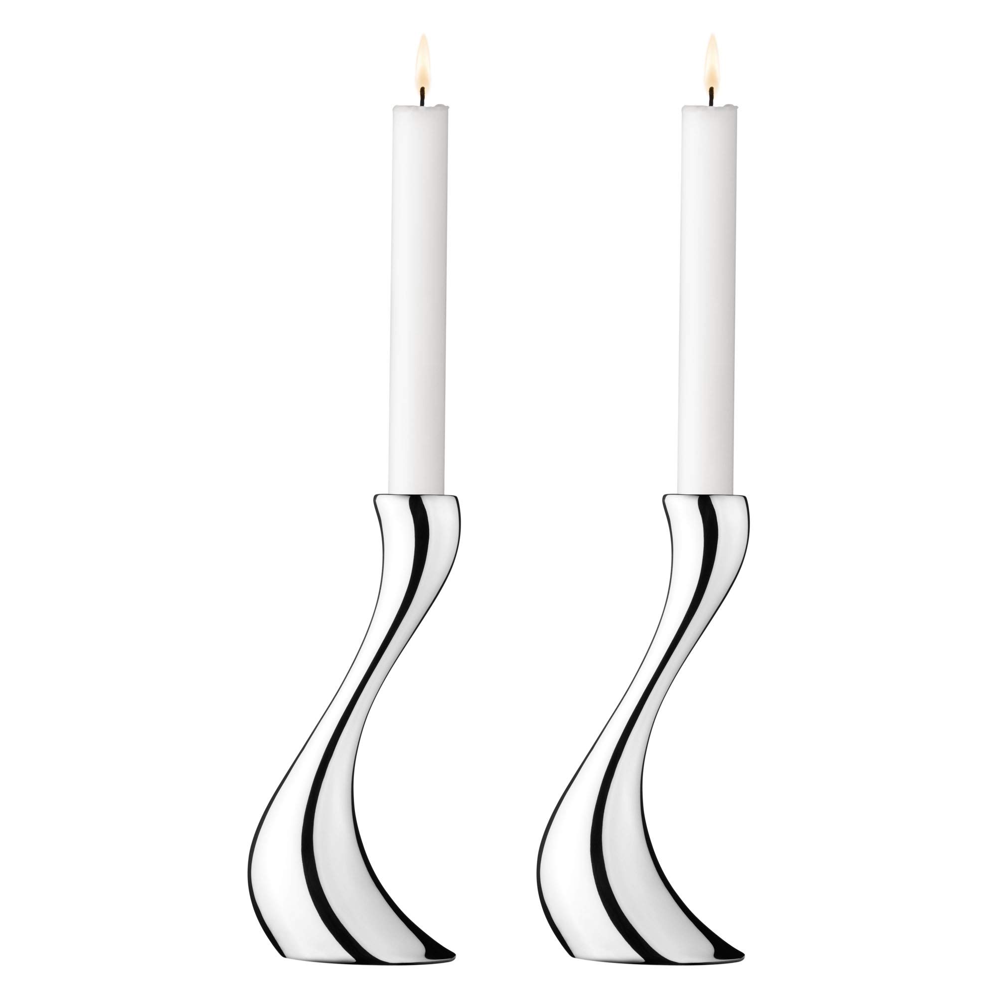 Georg Jensen Cobra Medium Candle Holder Set of 2 - Modern Home Decor for Dining Table, Living Room & Wedding Centerpiece
