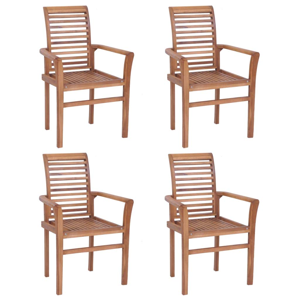 FAMIROSA 4-Piece Solid Teak Wood Outdoor Dining Chairs Set - Stackable Garden Armchairs for Patio, Balcony, Backyard - Weather-Resistant Outdoor Furniture for Dining, Lounging & Entertaining