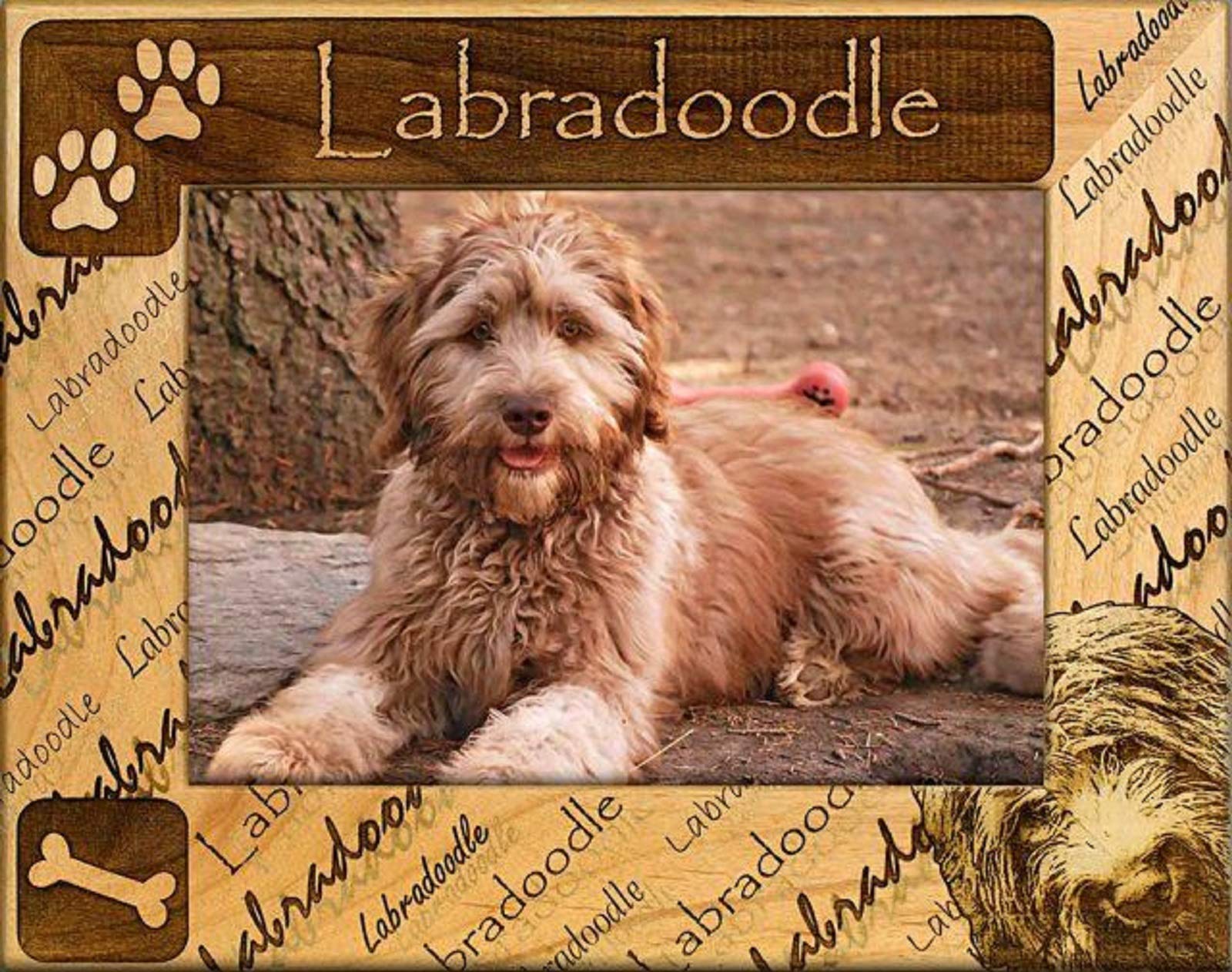 Personalized Labradoodle Laser Engraved Wood Picture Frame 5x7 - Perfect for Pet Photos, Home Decor & Gifts for Dog Lovers