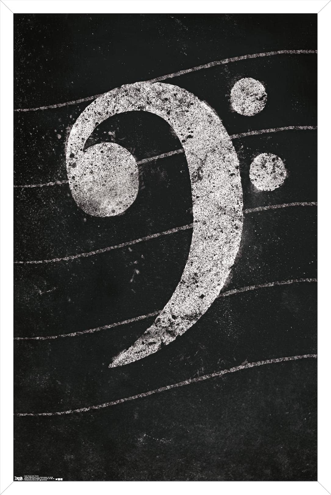 Trends International Bass Clef Chalk Wall Poster - 22.375 x 34 Inches, White Framed Music Decor for Classroom, Studio & Home