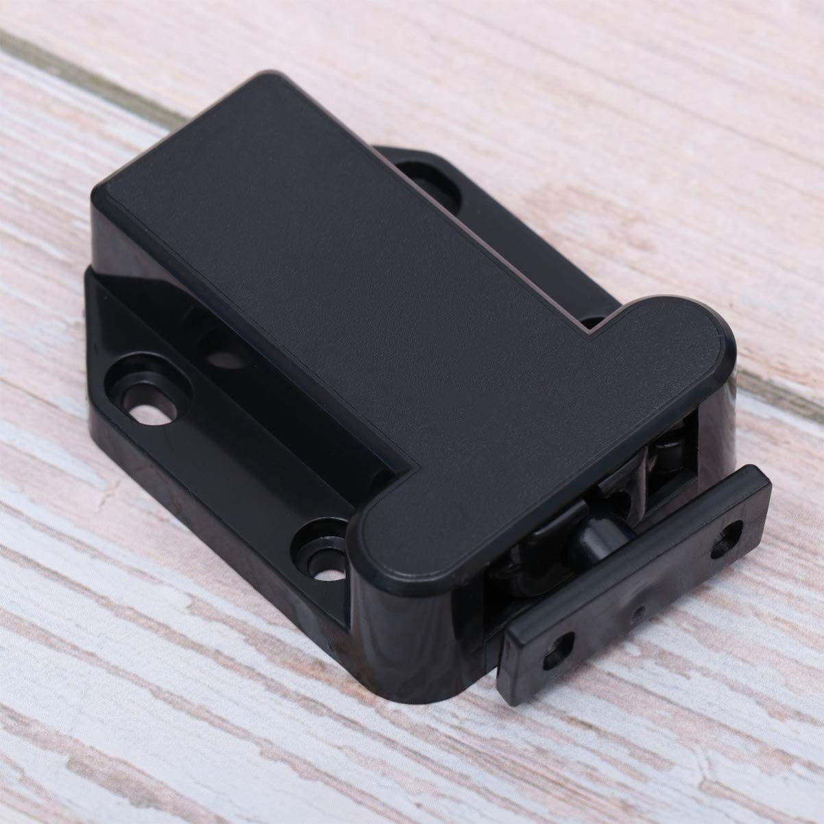 DOITOOL 2-Pack Black Push to Open Cabinet Latches - Touch Release Sliding Closet Hasp for Wardrobe, Cupboard & Boat Cabinets (Kids Safe Design) | Perfect for Kitchen, Bathroom & Nursery Storage Organization