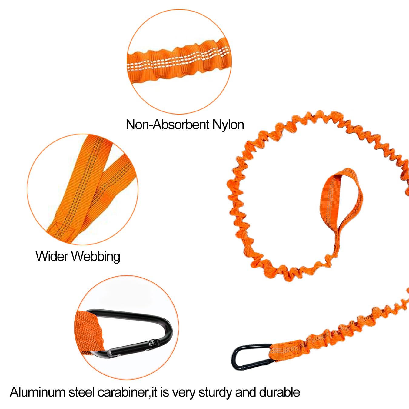 **2 Pack Stretchable Kayak Paddle Leash with Carabiner - SUP Canoe Fishing Rod Holder, Secure Lanyard Strap for Water Sports & Outdoor Adventures**