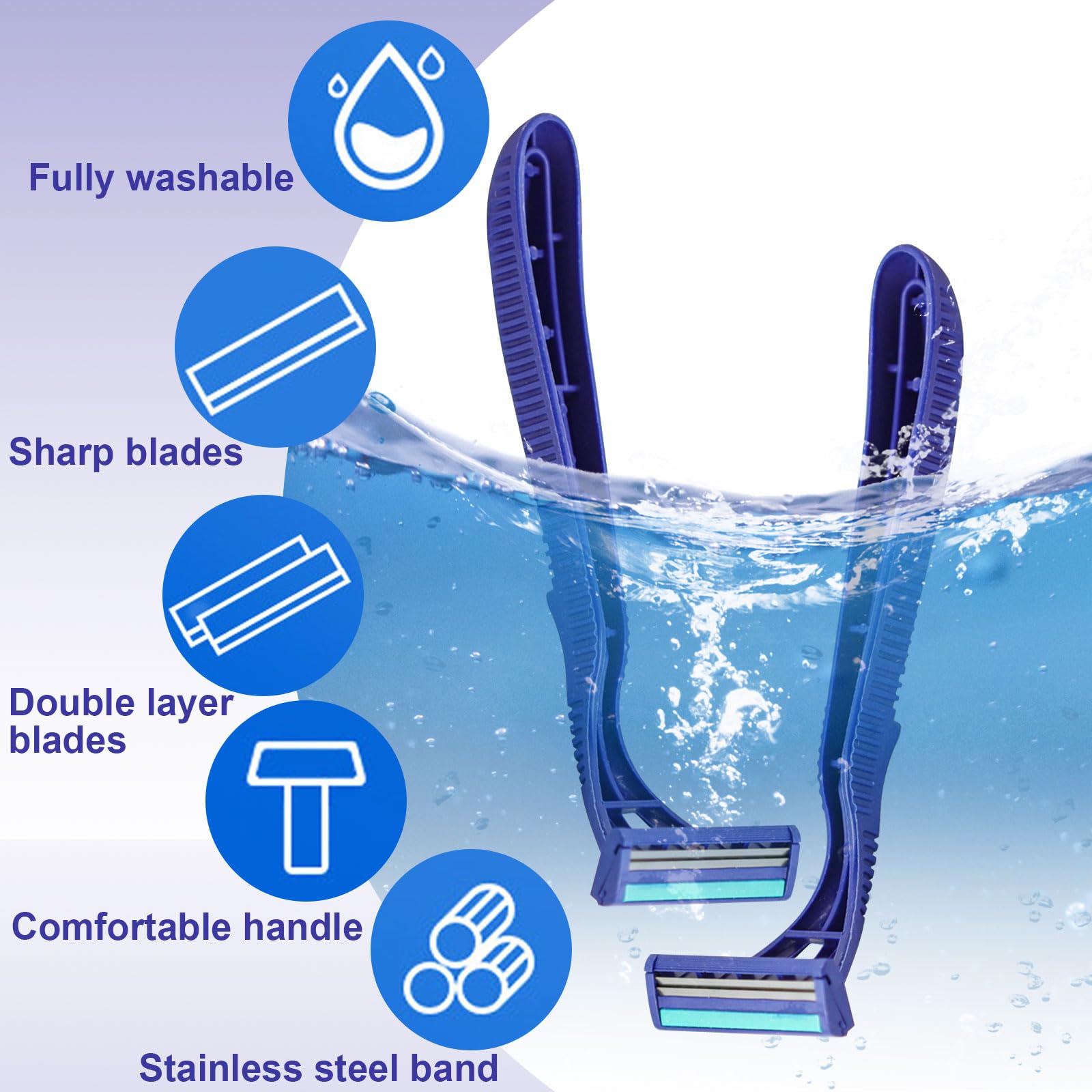 Bulk Disposable Razors with Blade Caps - 50-Pack Individually Wrapped for Safety - Ideal for Hotels, Shelters, Nursing Homes & Charities - Perfect Travel & Personal Hygiene Essential
