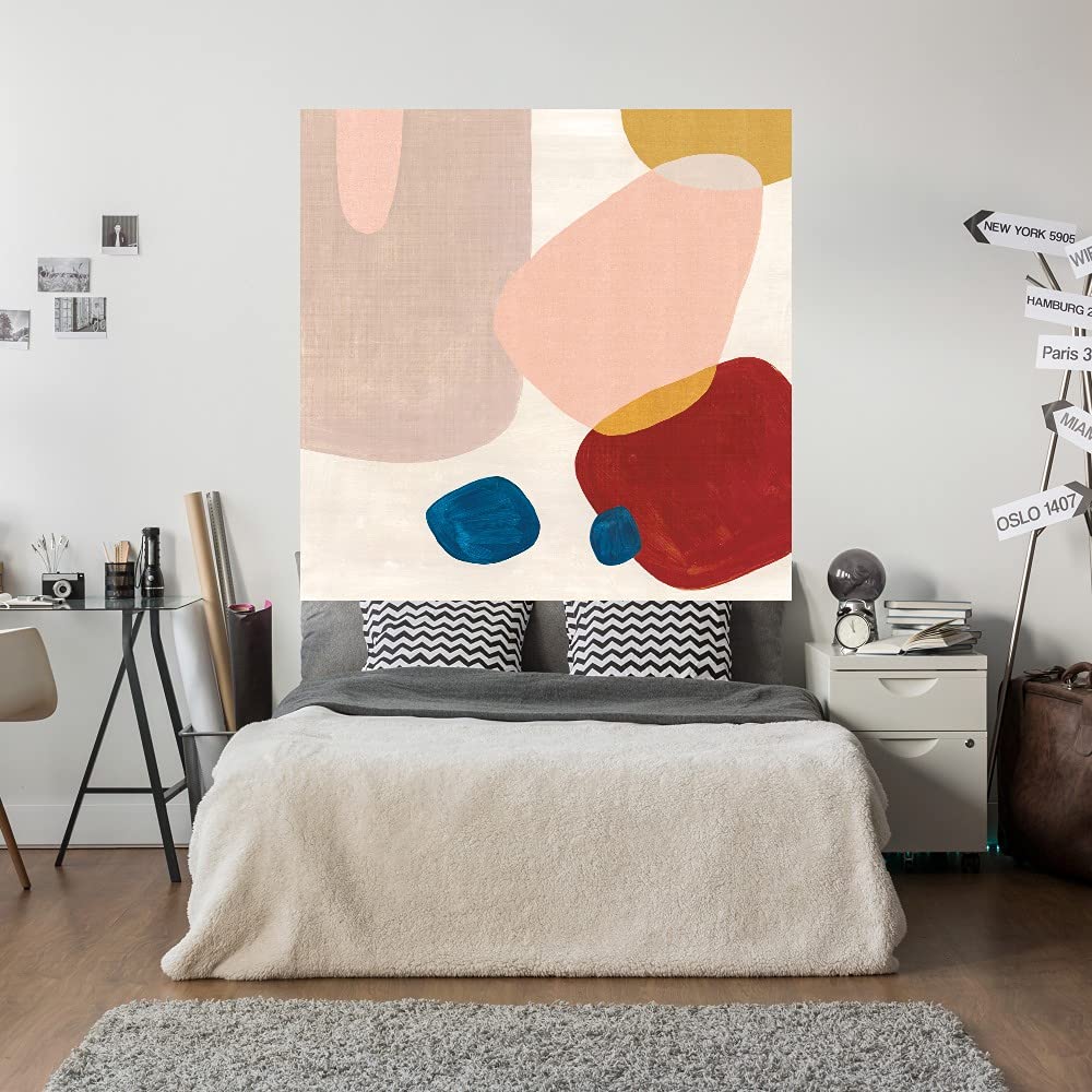 Pink Pebbles III Abstract Canvas Wall Art by Eva Watts - 22x22 Inch Ready to Hang Painting for Living Room, Bedroom, Office Decor - Modern Home & Commercial Space Wall Decor