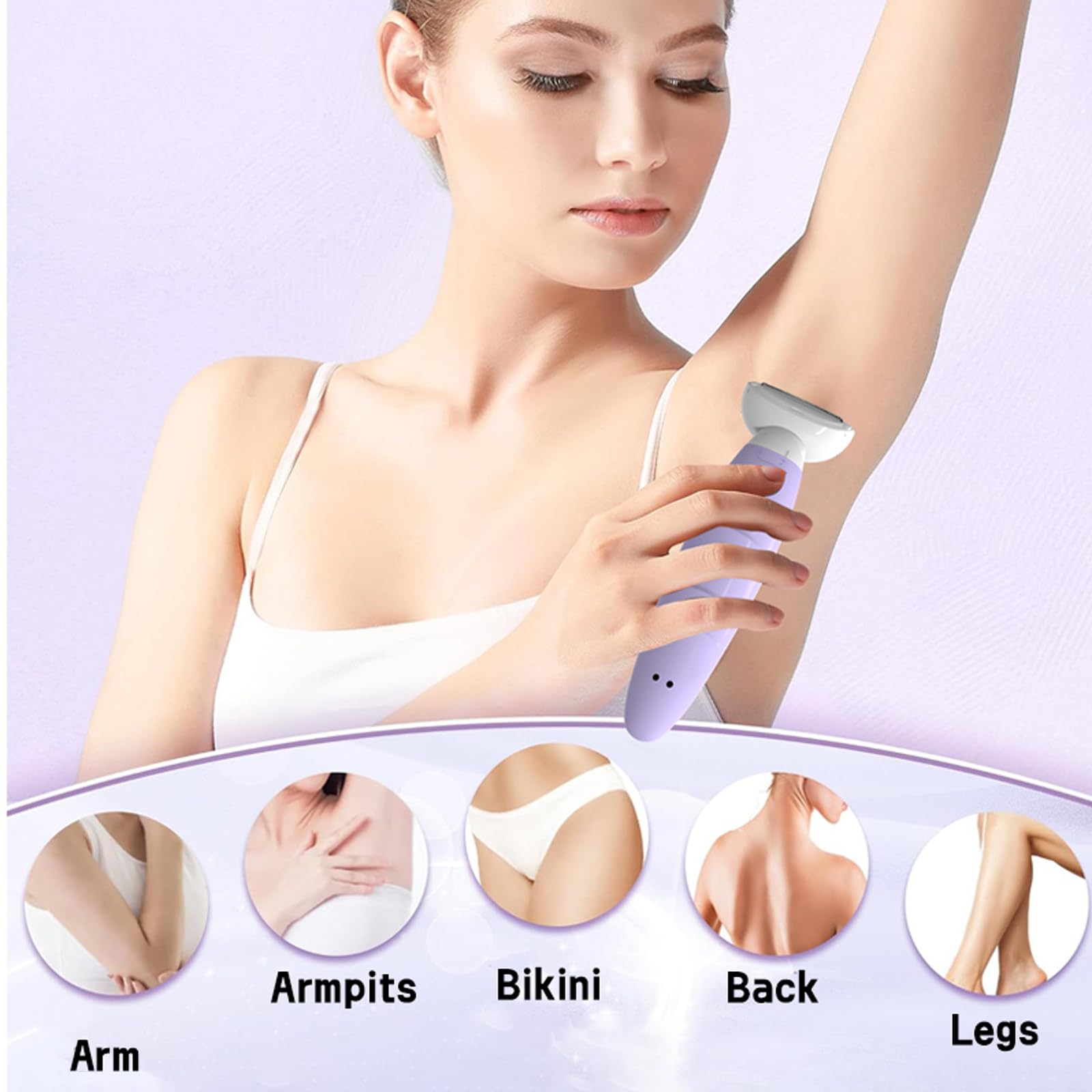 Best Women's Electric Razor & Bikini Trimmer Kit - 5-in-1 Multifunctional Lady Shaver for Face, Nose, Eyebrows, Arms, Legs & Pubic Hair - Perfect for Travel, Home Use & Personal Grooming