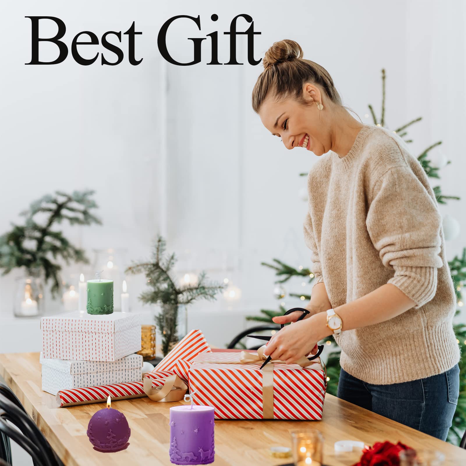 Premium 2-Pack Christmas Candle Molds - Food Grade Silicone Cylinder Molds for DIY Candle Making, Soap Crafting & Resin Art | Perfect for Holiday Gifts, Home Decor & DIY Projects (Size C)