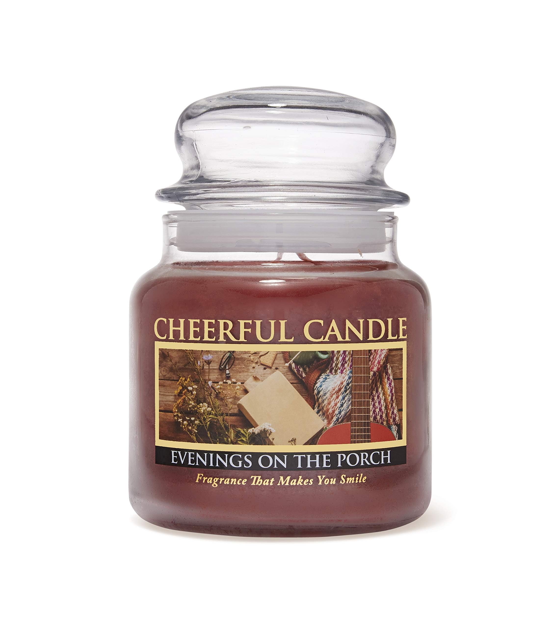 16 oz Scented Candle Jar - Cheerful Giver Porch Candle with 135 Hours Burn Time, Aromatic Soy Wax Candle for Home Decor, Relaxation & Gifts for Women - Perfect for Evenings, Meditation & Cozy Ambiance