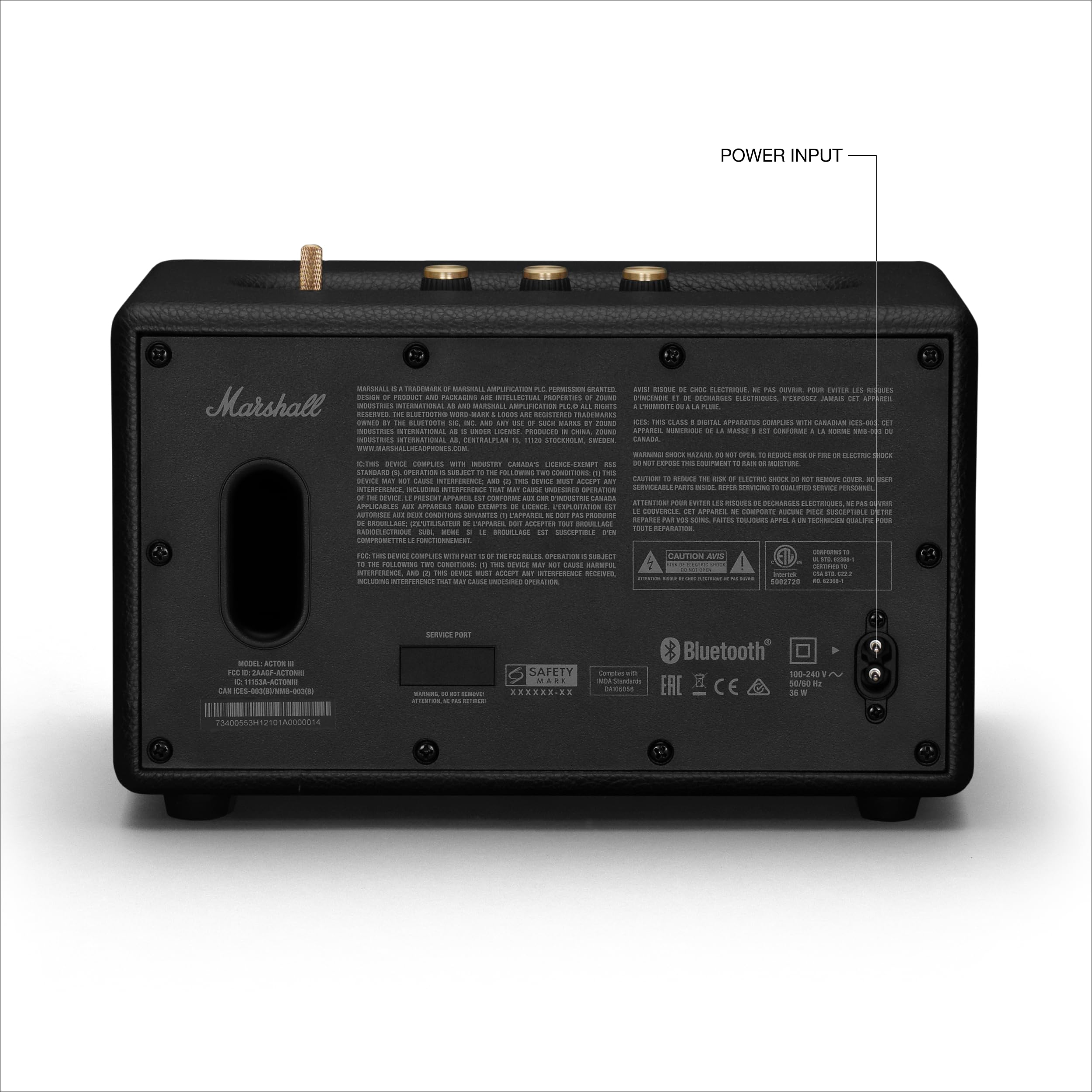 Marshall Acton III Wireless Bluetooth Speaker for Home - Premium Sound, Portable, Multi-Room Connectivity, Black - Perfect for Living Room, Bedroom, and Outdoor Parties