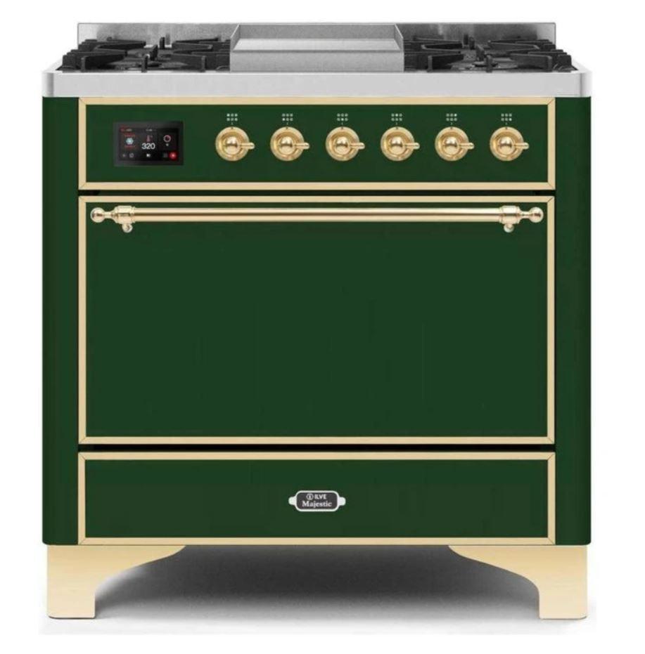 ILVE 36 Inch Majestic II Series Natural/Propane Gas Cooktop with 6 Sealed Burners & Electric Oven - Stainless Steel Range (UM09FDQNS3) - Perfect for Home Kitchens, Restaurants, and Culinary Enthusiasts