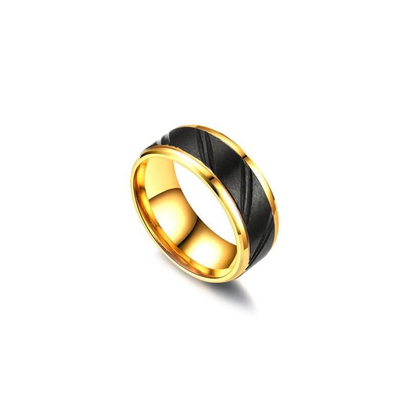 Stylish Black Gold Stainless Steel Band Ring for Men & Women - Perfect for Weddings, Anniversaries, and Everyday Fashion Accessories