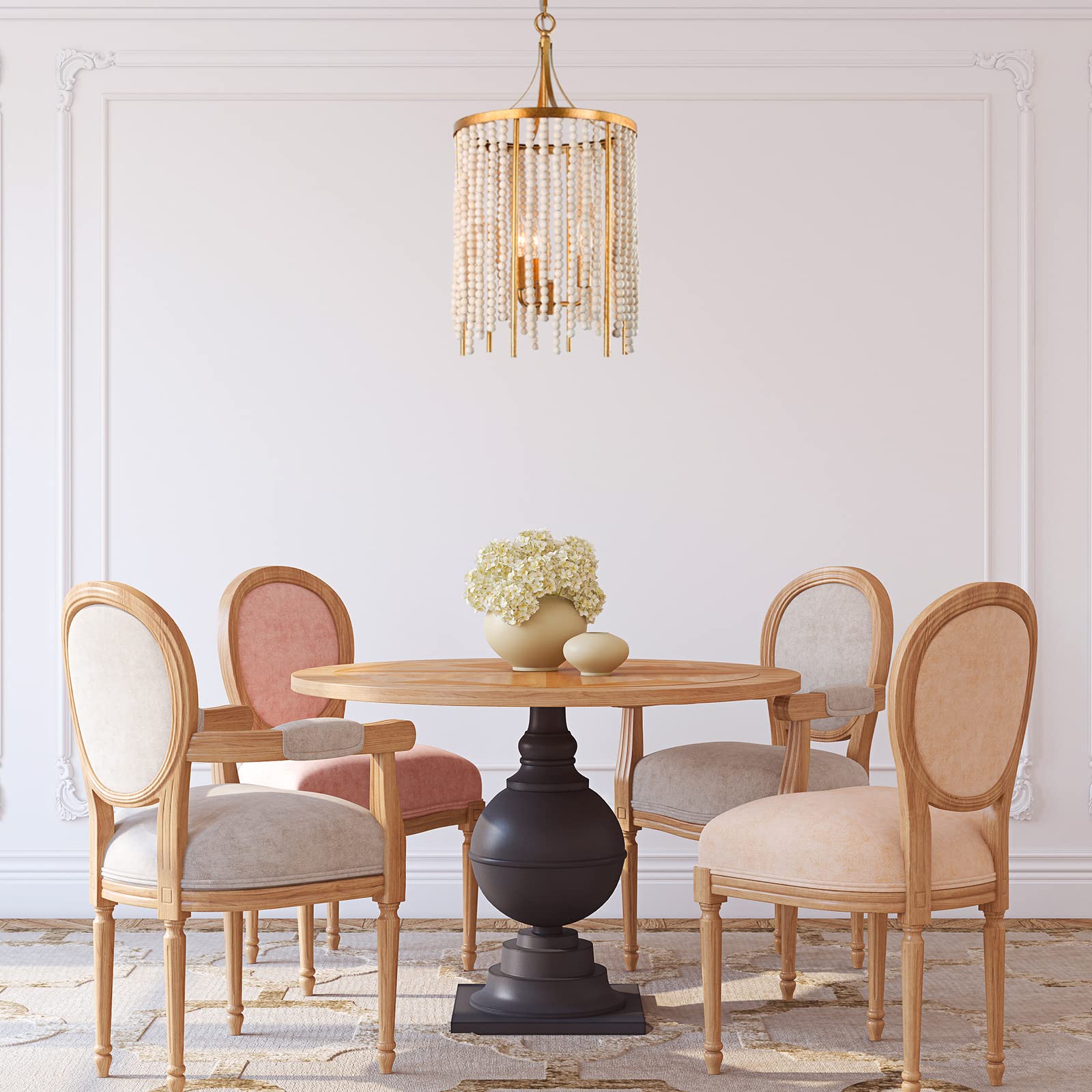 3-Light Beaded Chandelier Boho Pendant Light Fixture - 12.5